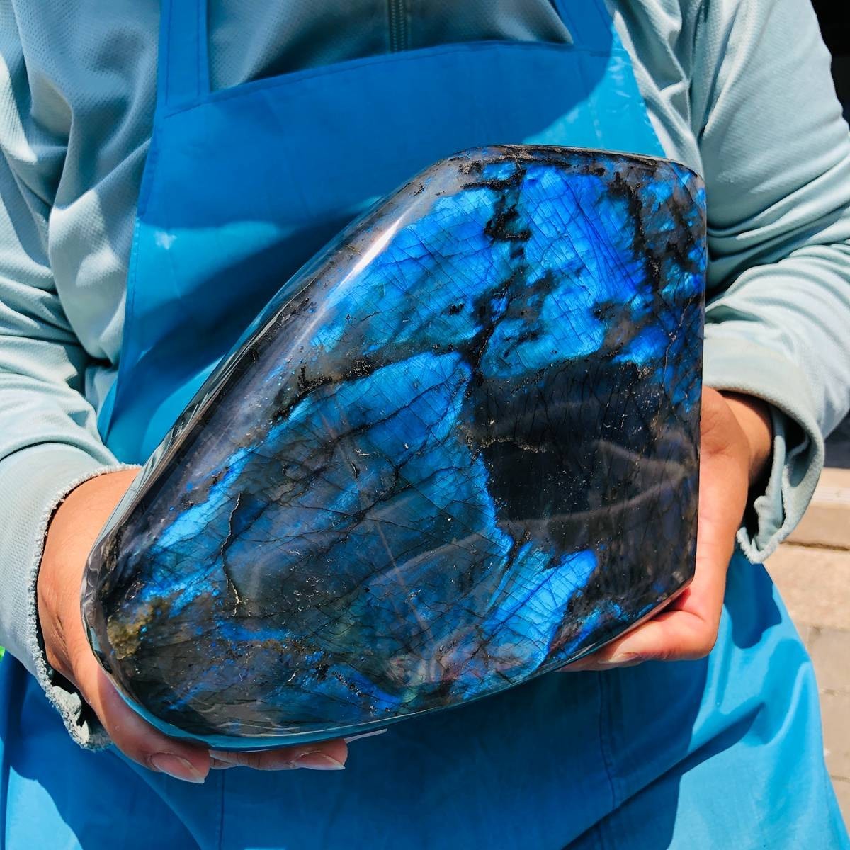 8.25LB Natural Labradorite Blue Quartz Crystal Polished Healing Sample 5770