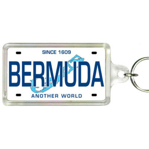 Bermuda Caribbean License Plate Acrylic Rectangular Souvenir Keychain 2.25