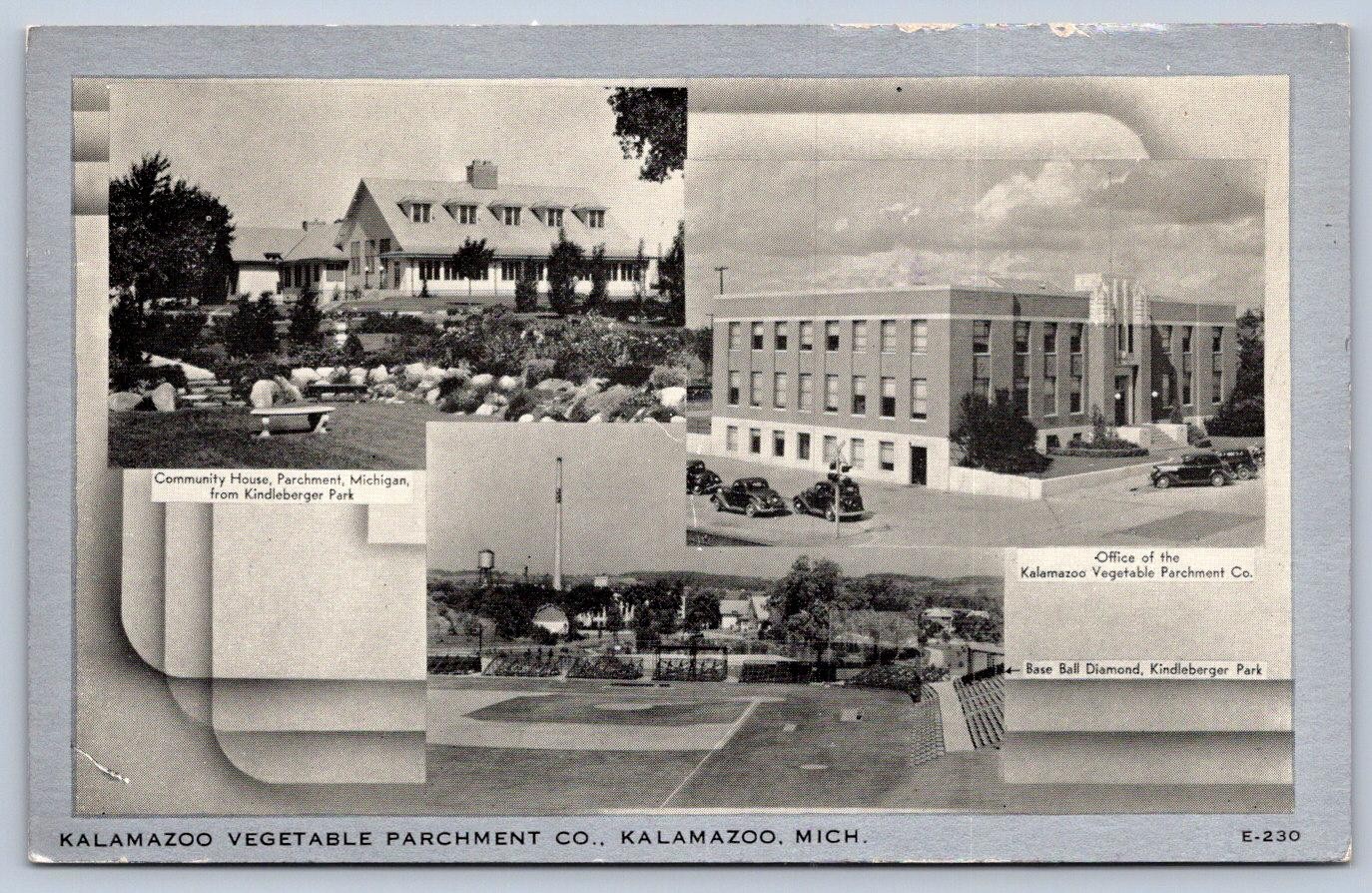 K60/ Kalamazoo Michigan Postcard c1940s 3View Vegetable Parchment Factory 419