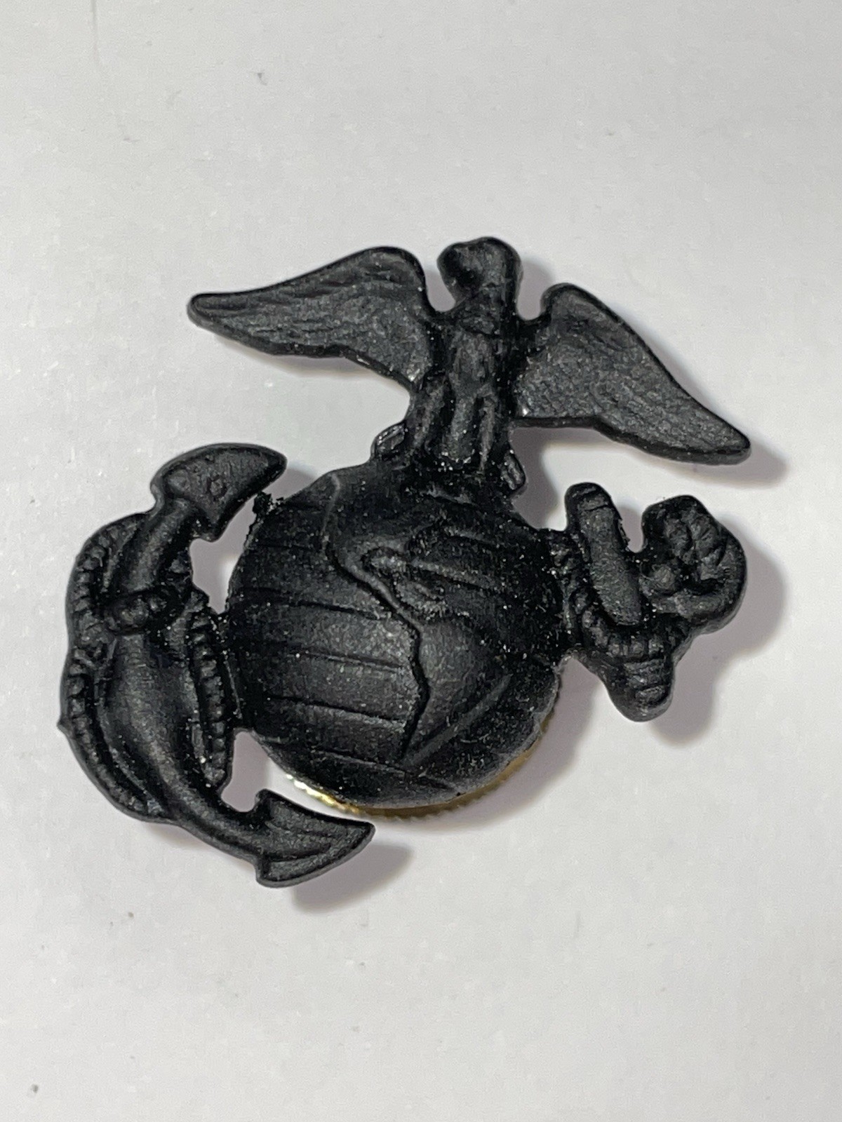 Vintage USMC Eagle Globe Anchor Black Screwback Collar Pin EGA Insignia G-GI⁠