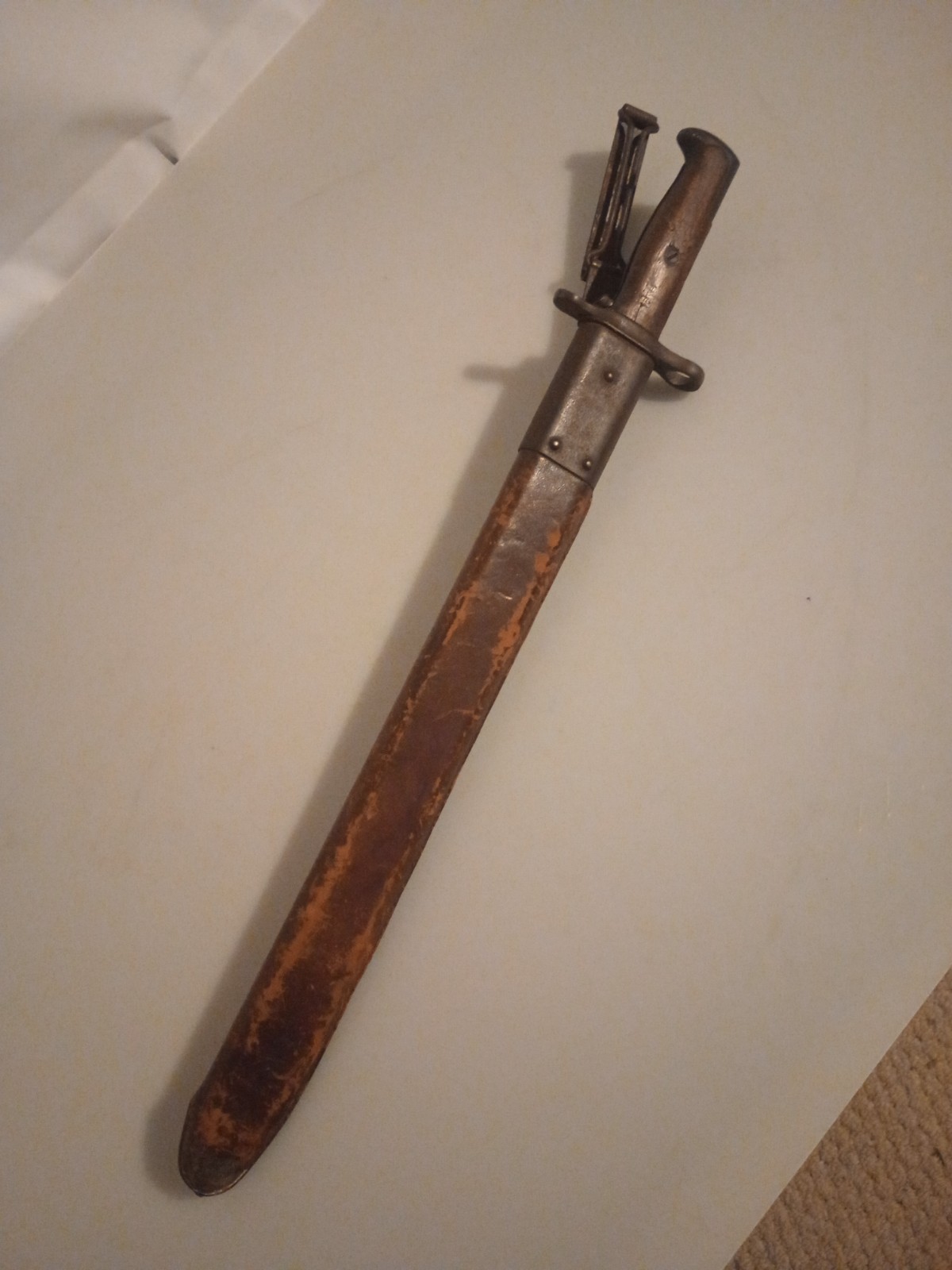 Original WWI Bayonet U.S. Model 1905  With 1907 RIA Leather Scabbard Sheath