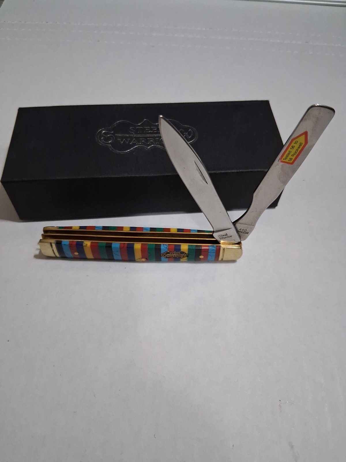 Frost Steel Warrior Doctors Folding Knife Multi Color Stone Handle  SW-120TQT