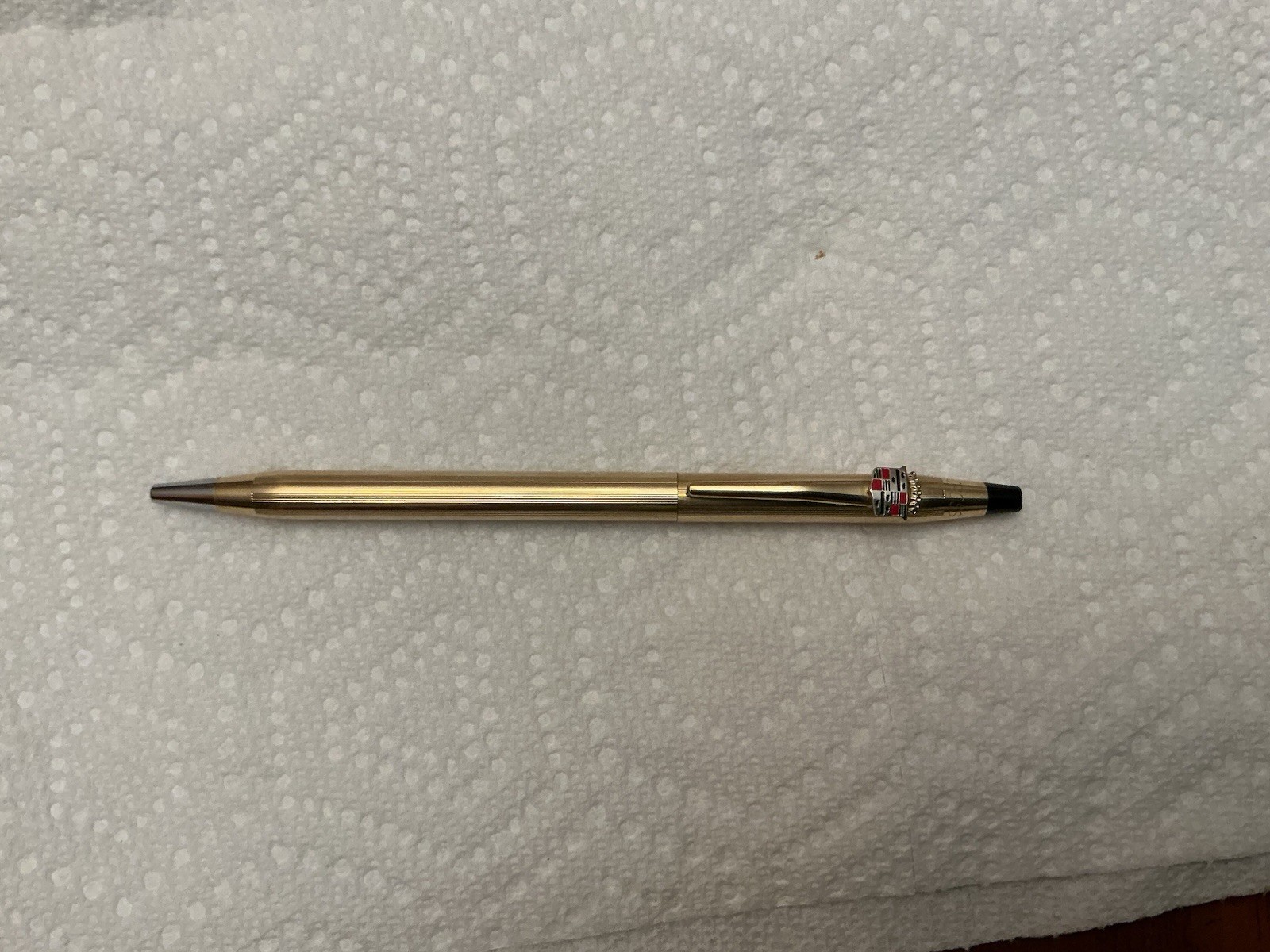 Vintage 10K Gold Filled CROSS Ball Point Pen With Cadillac Emblem Logo On Cap