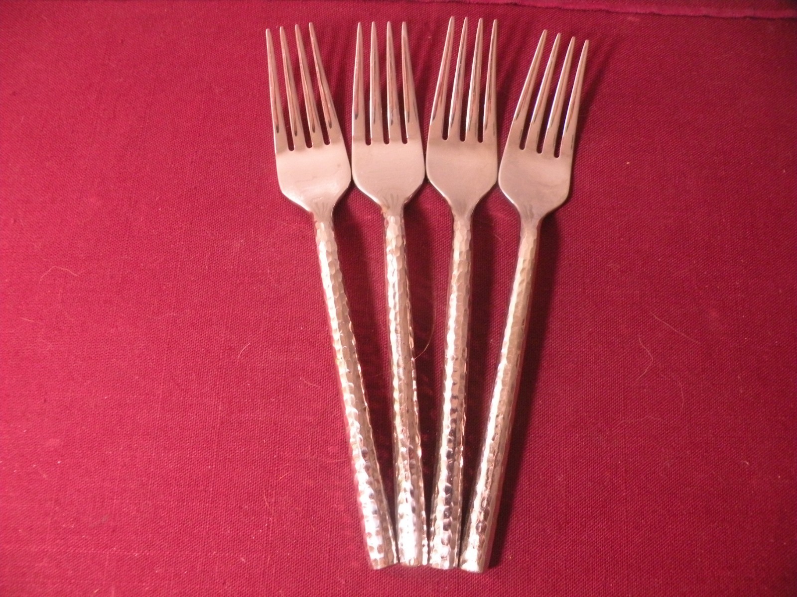 Set Of 4 Salad Forks Michael Lloyd Boulder Stainless Steel Flatware 7 1/4\
