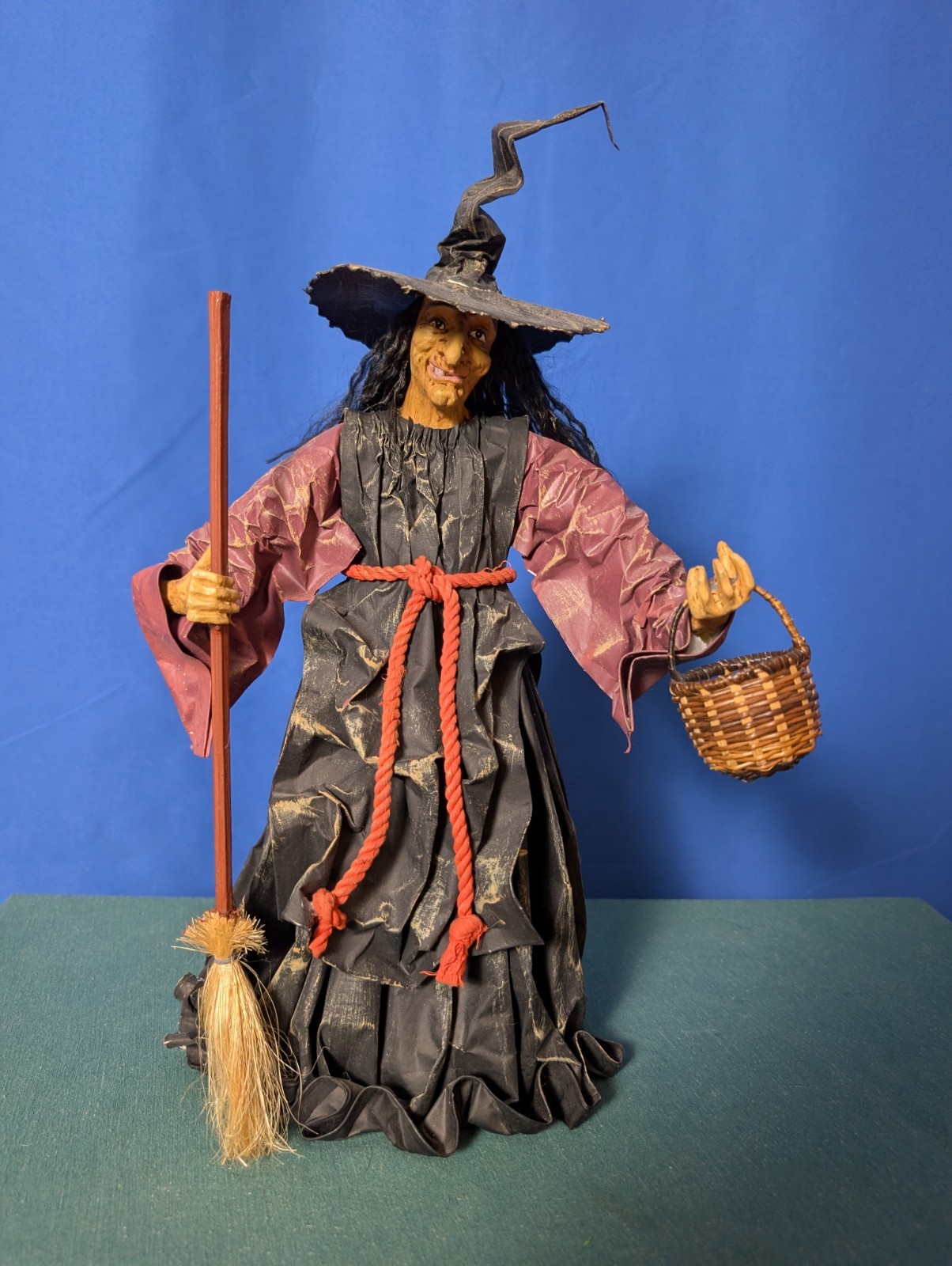 Vintage Handcrafted Paper Mache Witch Figure 17\