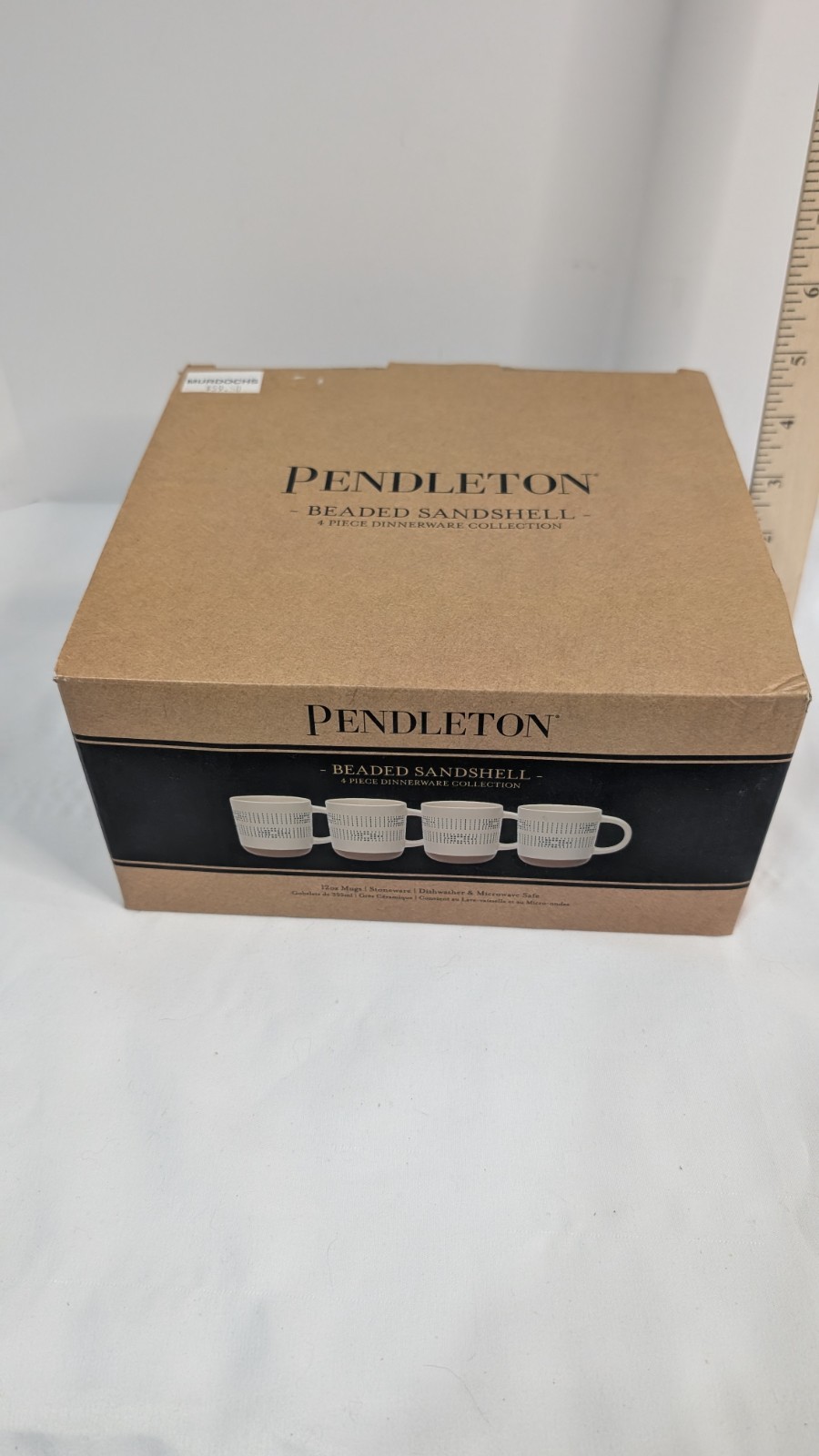 Pendleton Ceramic Mug Set of 4 Beaded Sandshell Collection Boxed w/ Box NEW F/S