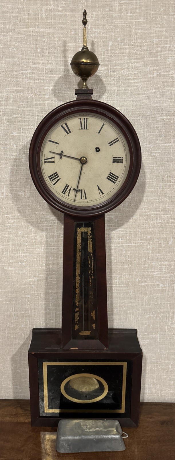 Antique Patent Time Piece Banjo Clock With High Quality C. A. Lenderman Movement