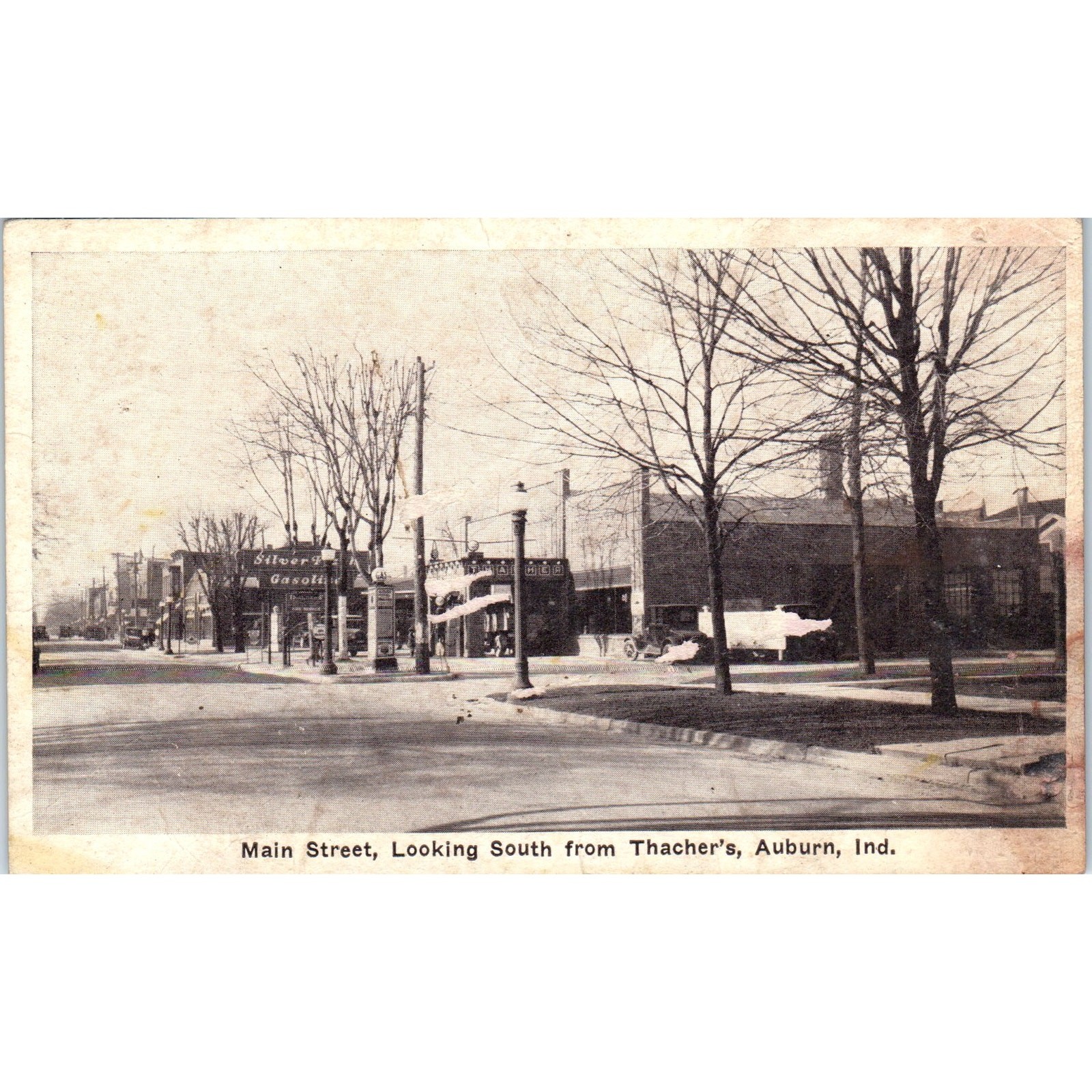 c1910 Main Street Looking South from Thatcher's Auburn IN Original Postcard PC10