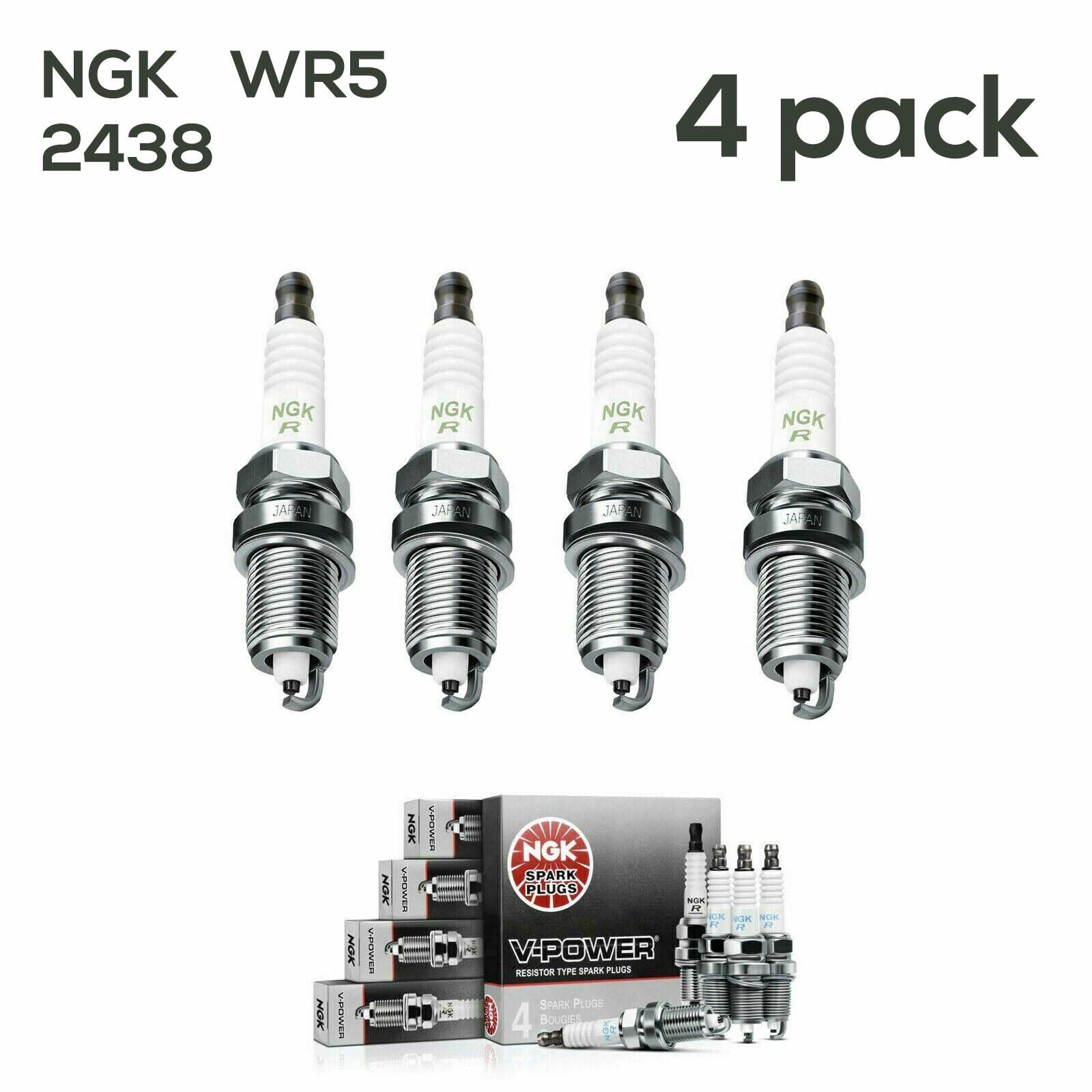 (4 pack) NGK WR5 2438 V-Power Premium Spark Plugs Genuine OEM