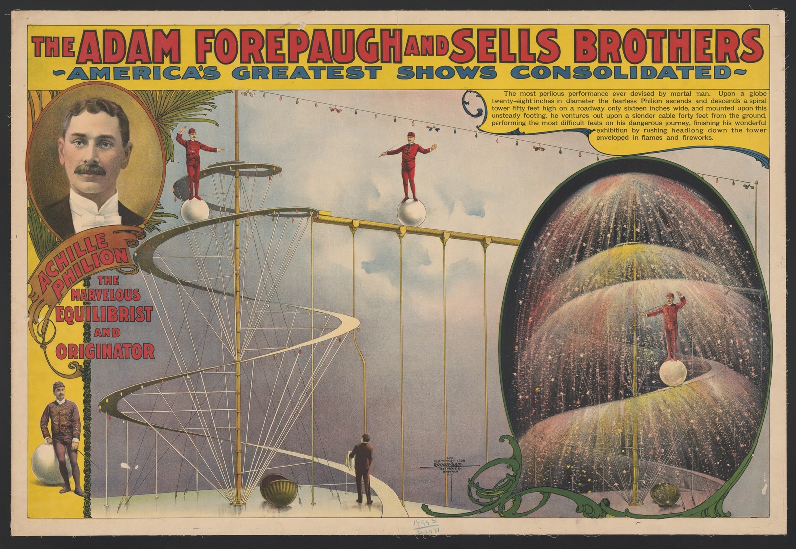 Adam Forepaugh Circus Vintage 1890s Acrobat Performance Photo Reprint Wall Art