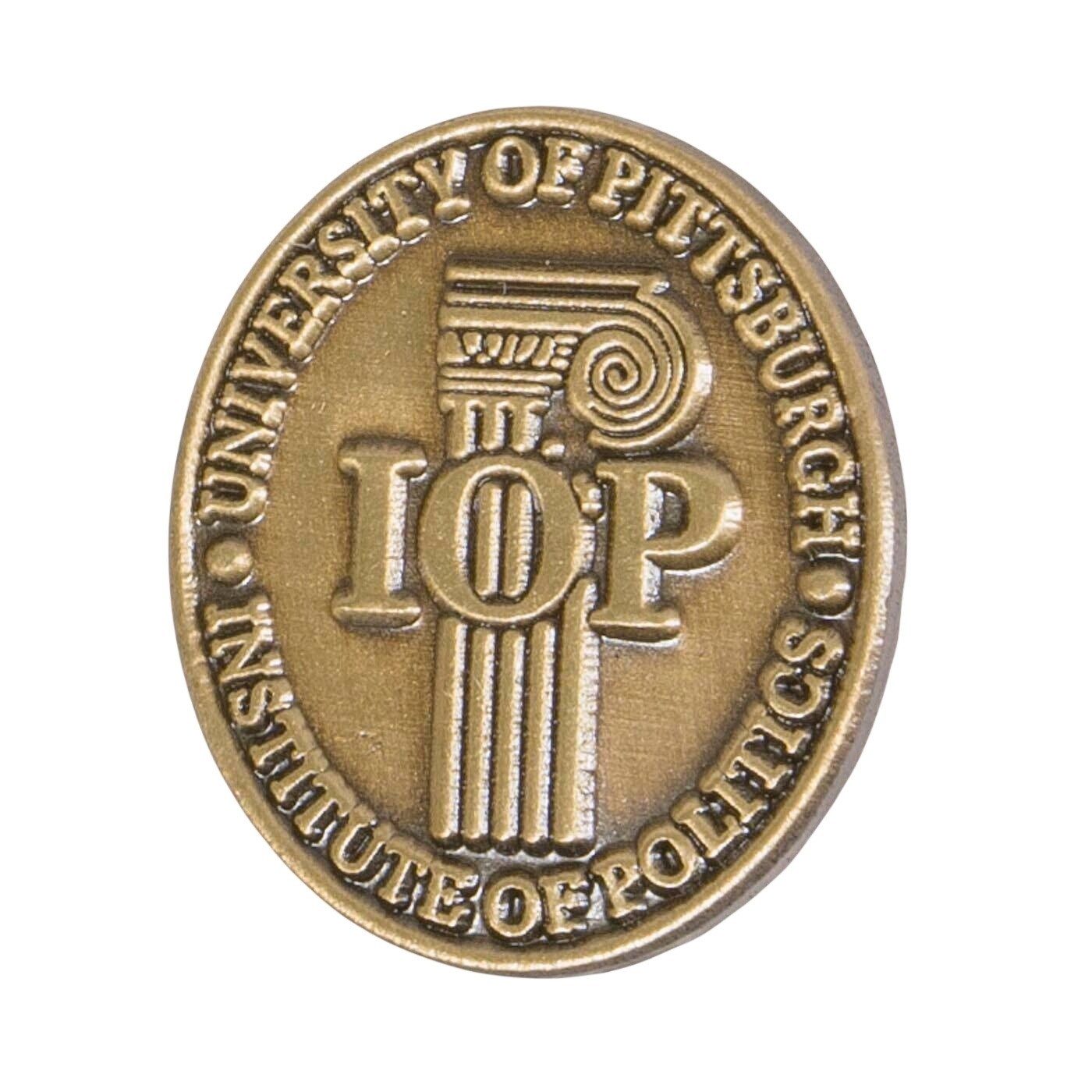 University of Pittsburgh Institute of Politics IOP Bronze Tone Lapel Pin Pitt