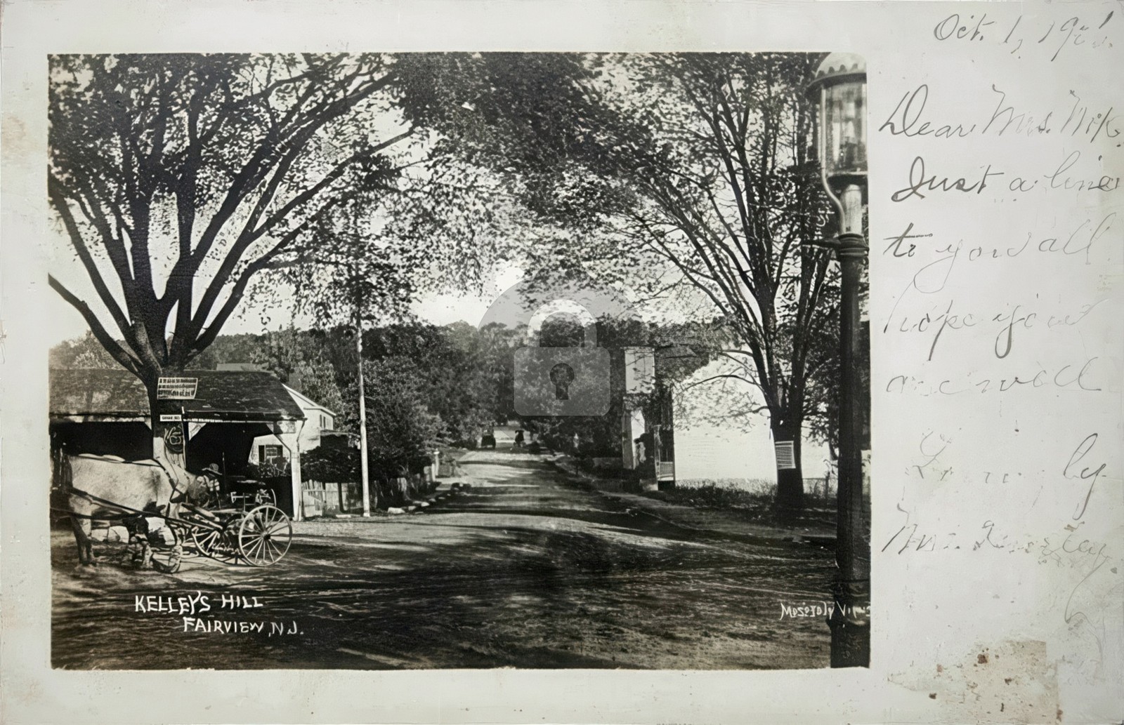 Fairview NJ Kelley\'s Hill Broad Ave to Hoboken Moxie Sign RPPC Postcard COPY