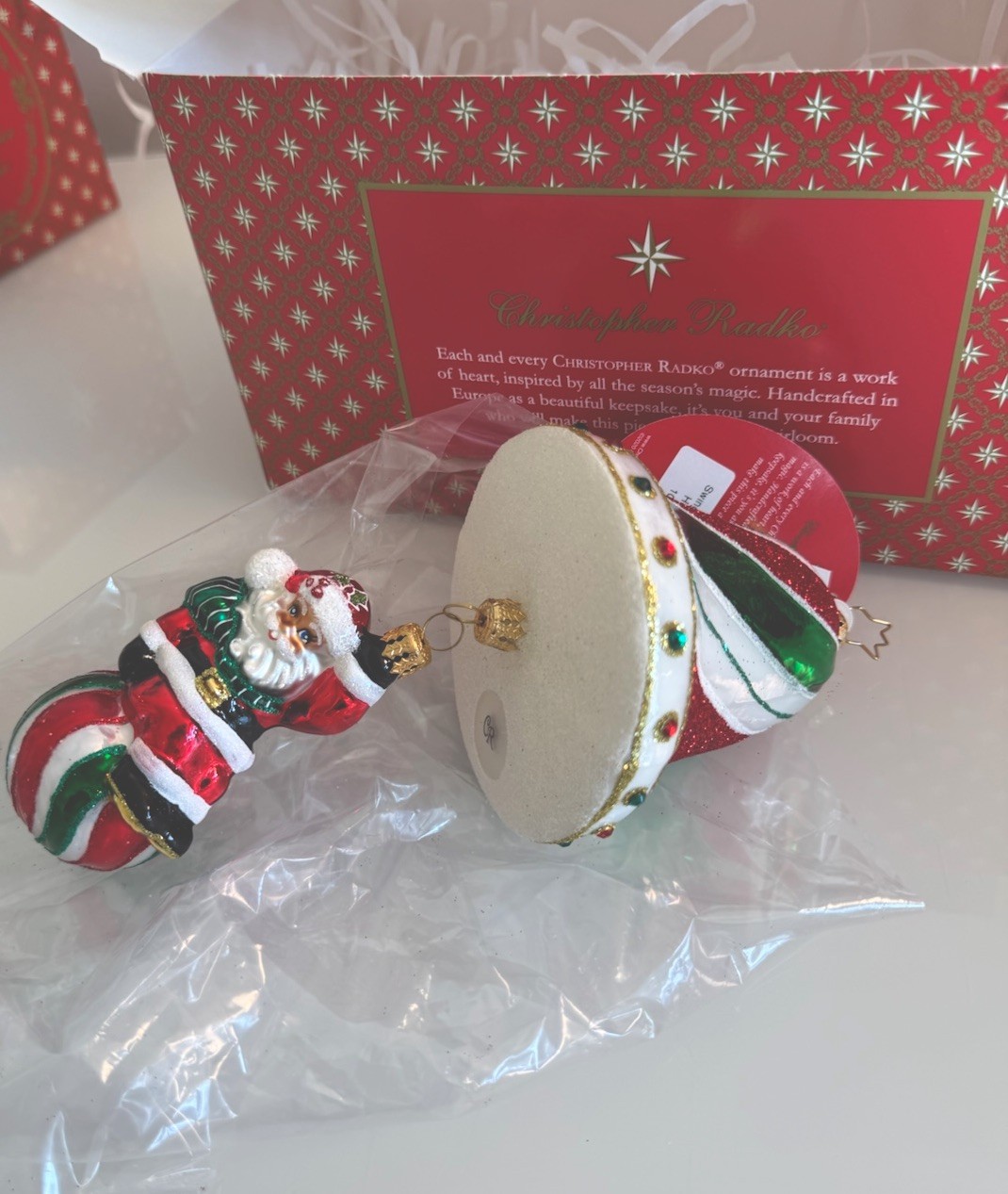 Radko SWINGING INTO THE HOLIDAYS Santa Bell Christmas Ornament Drop 1019775 NEW