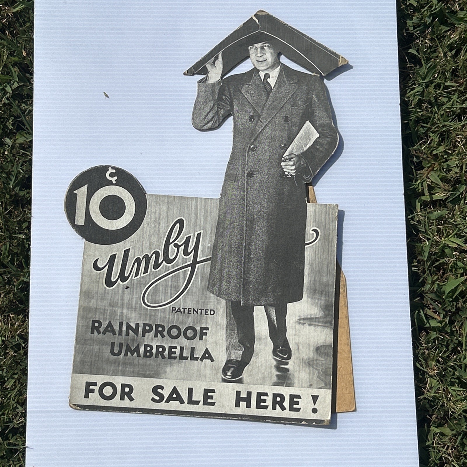 1940s Men’s umbrella Advertising Sign store Counter New York Umby standee