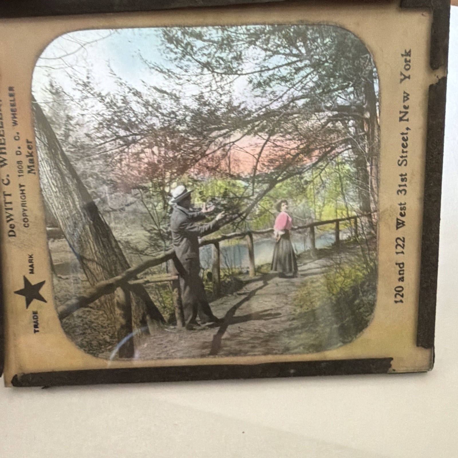 1908 DeWitt C Wheeler Hand Colored Magic Lantern Slide Romantic Scene