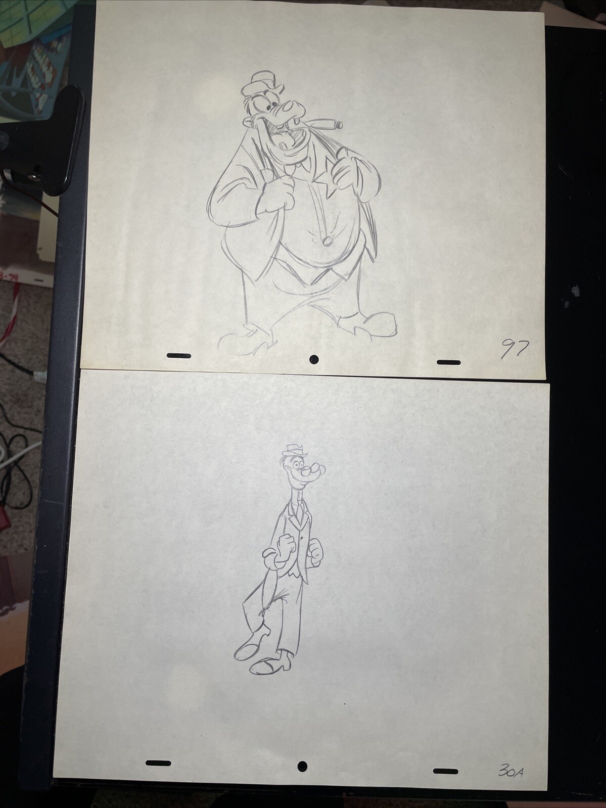 WALT DISNEY Animation Cel draw 1940’s GOOFY PEG LEG Production Art Cartoon I22
