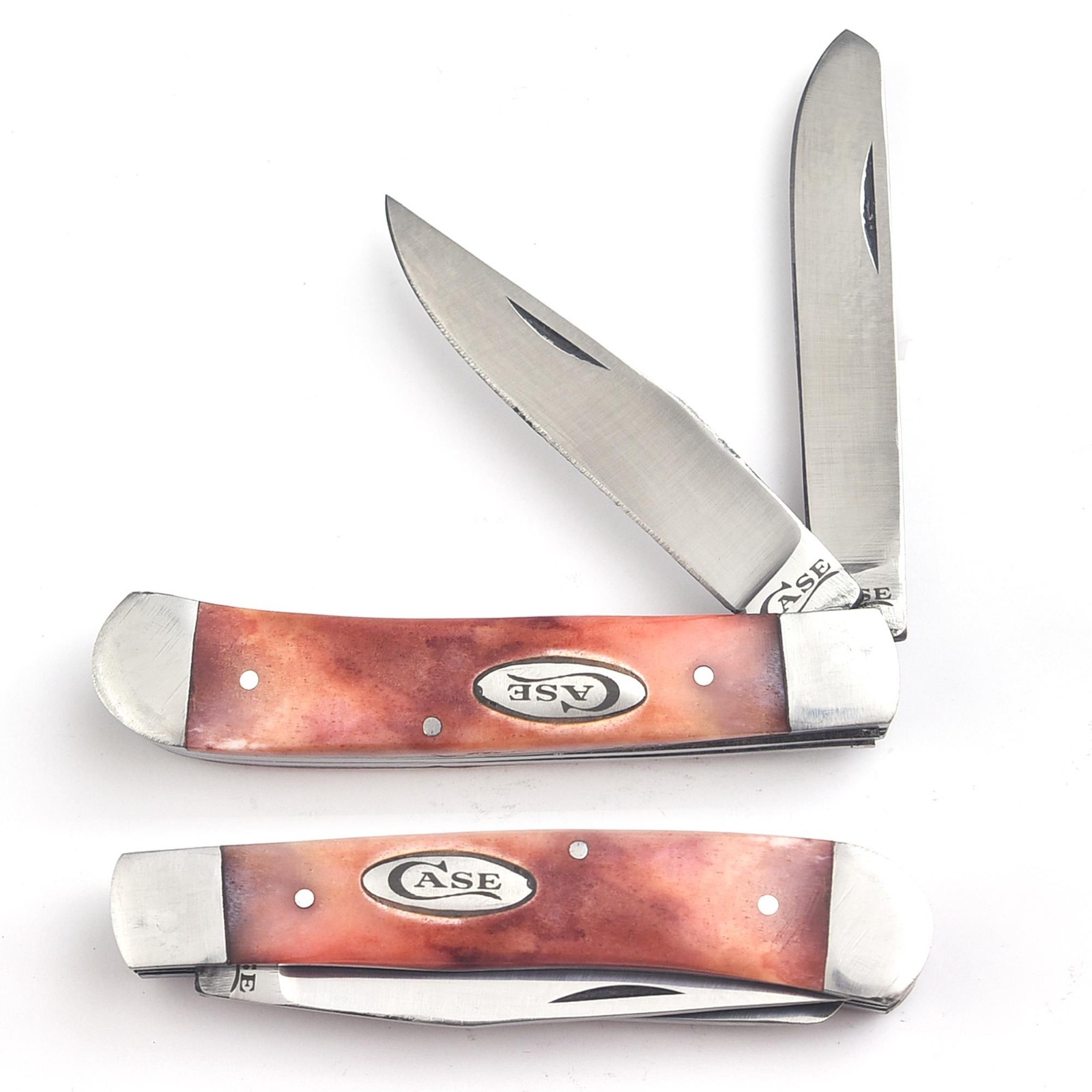 Trapper Pocket Knife–Camel Bone Handle-Dual Blade – Carbon Steel Folding-USA EDC