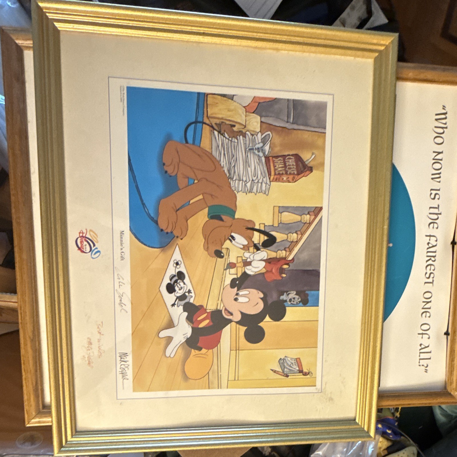 Disney Mickey Mouse “Minnie\'s Gift” Framed Animation Art Print Signed 1996