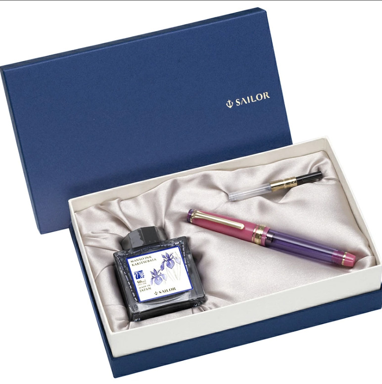 [New] SAILOR Pro Gear Slim Fountain Pen Manyo II Rabbit Ear Iris 14K F Nib w/Ink