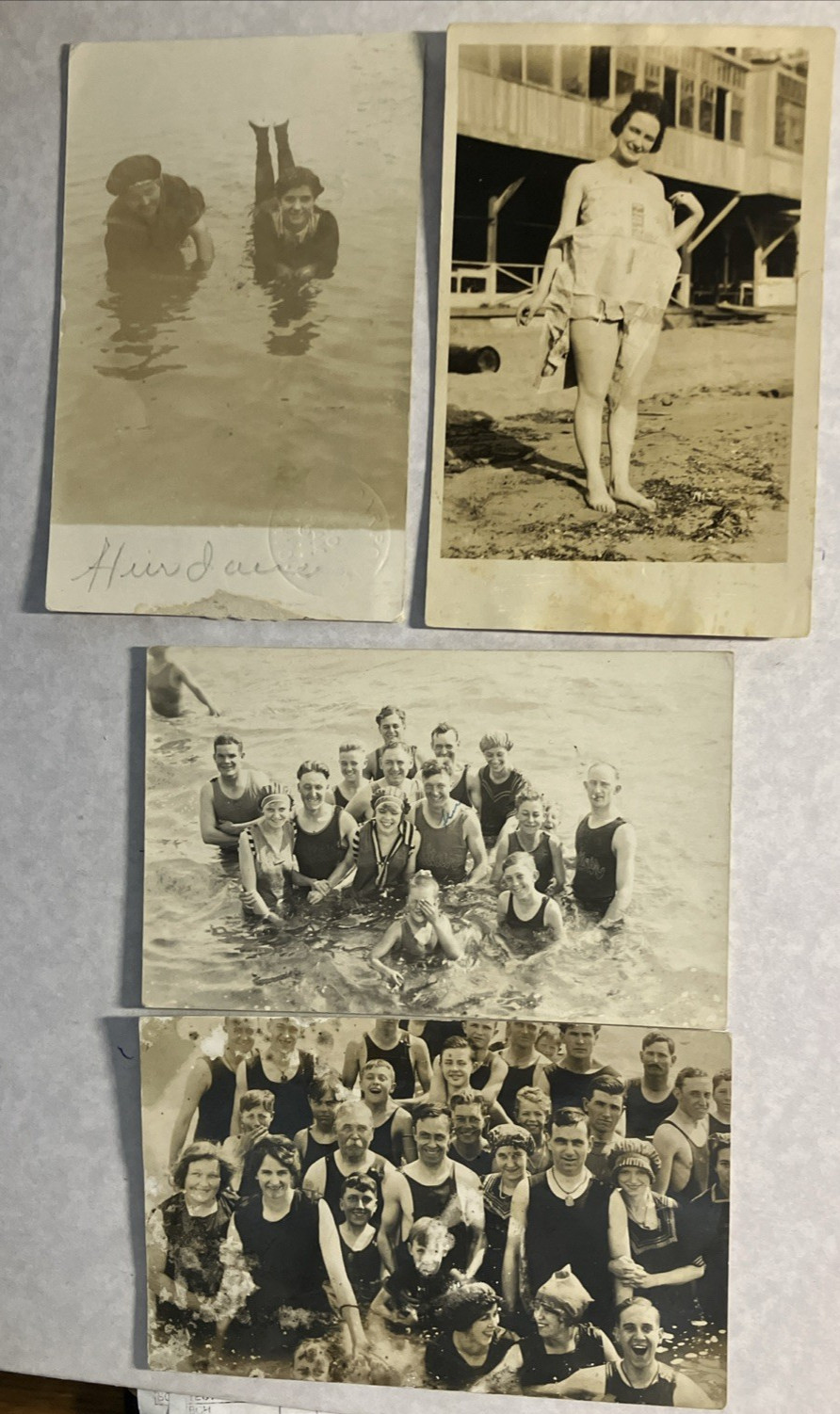 4 Vintage RPPC has Salt Lake Saltair Resort Beach Utah Swimmers 1900's +