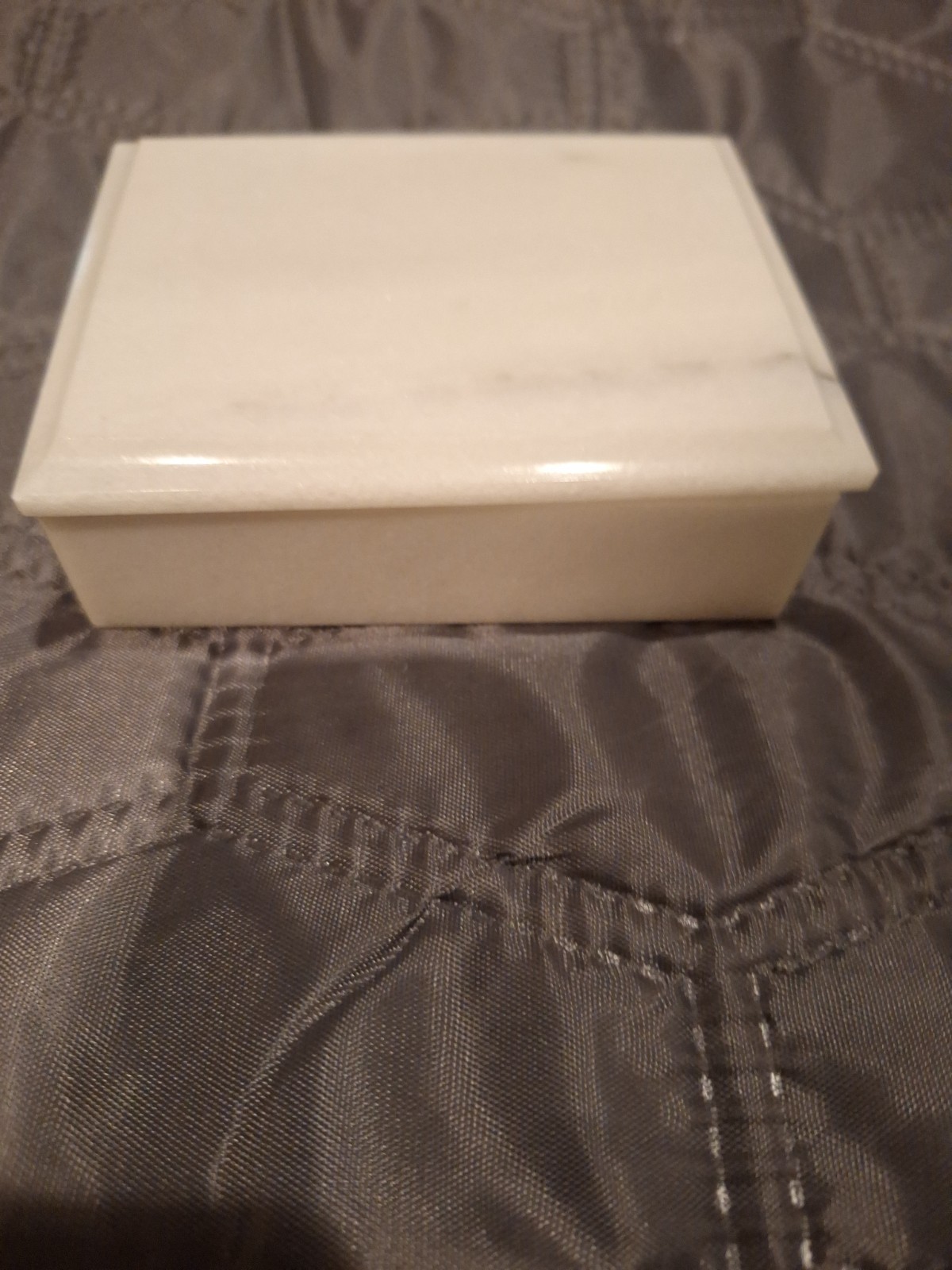Vintage Italian Alabaster Marble Trinket Box White Hingeless Solid Heavy 4.5