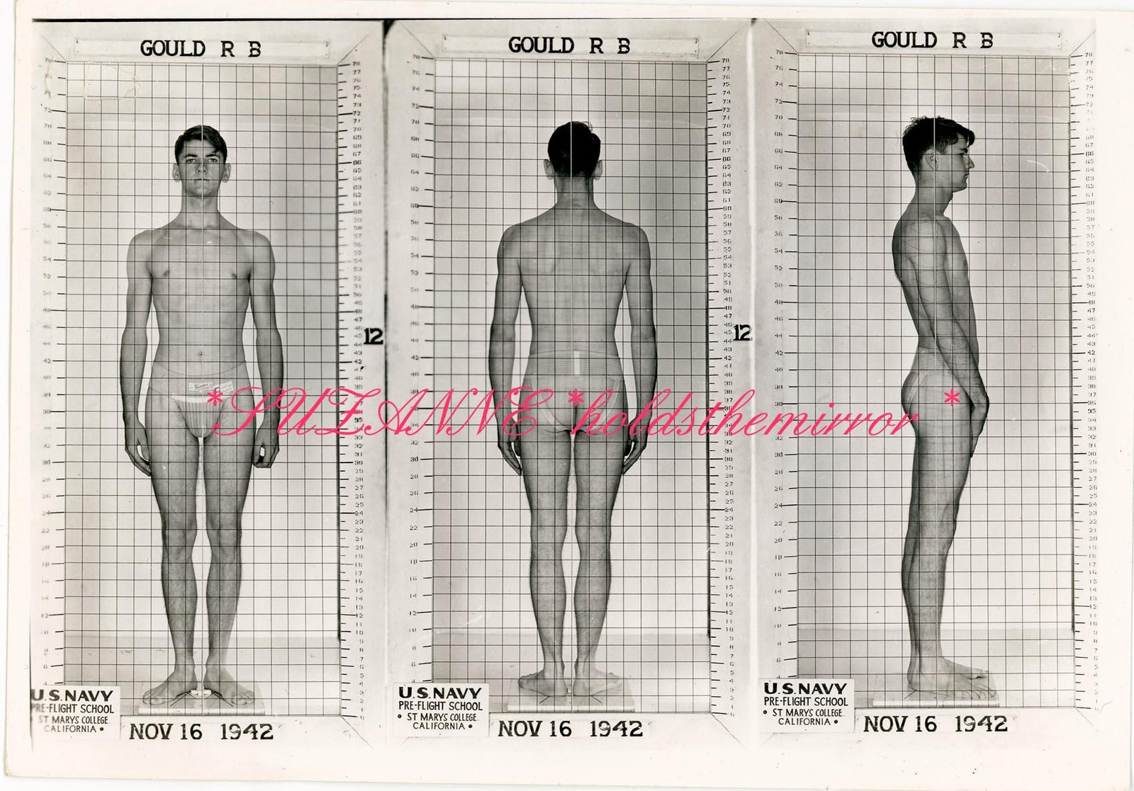VINTAGE 1940s NAVY JOCK STRAP GUY ROUGH TRADE FLIGHT SCHOOL ID PHOTO GAY INT