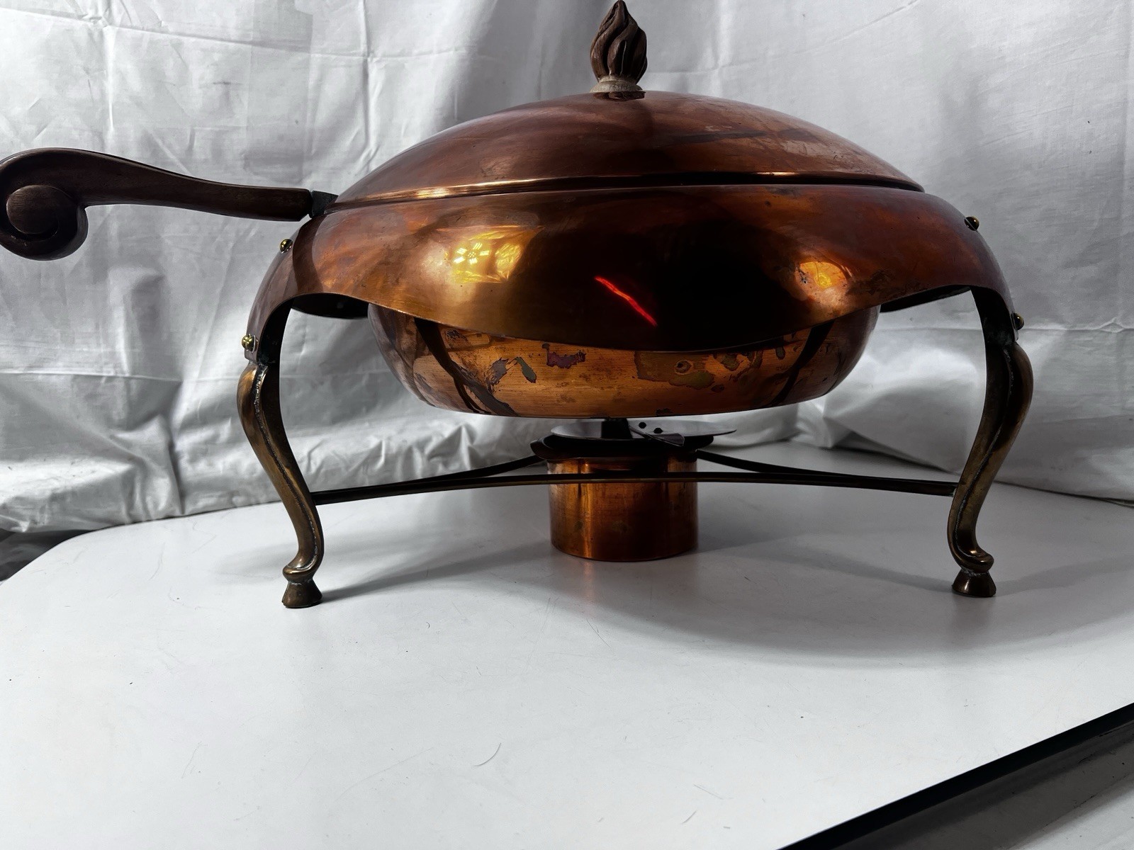 Huge Copper & Brass Chafing Dish Designer J.C. Moore Coppersmith