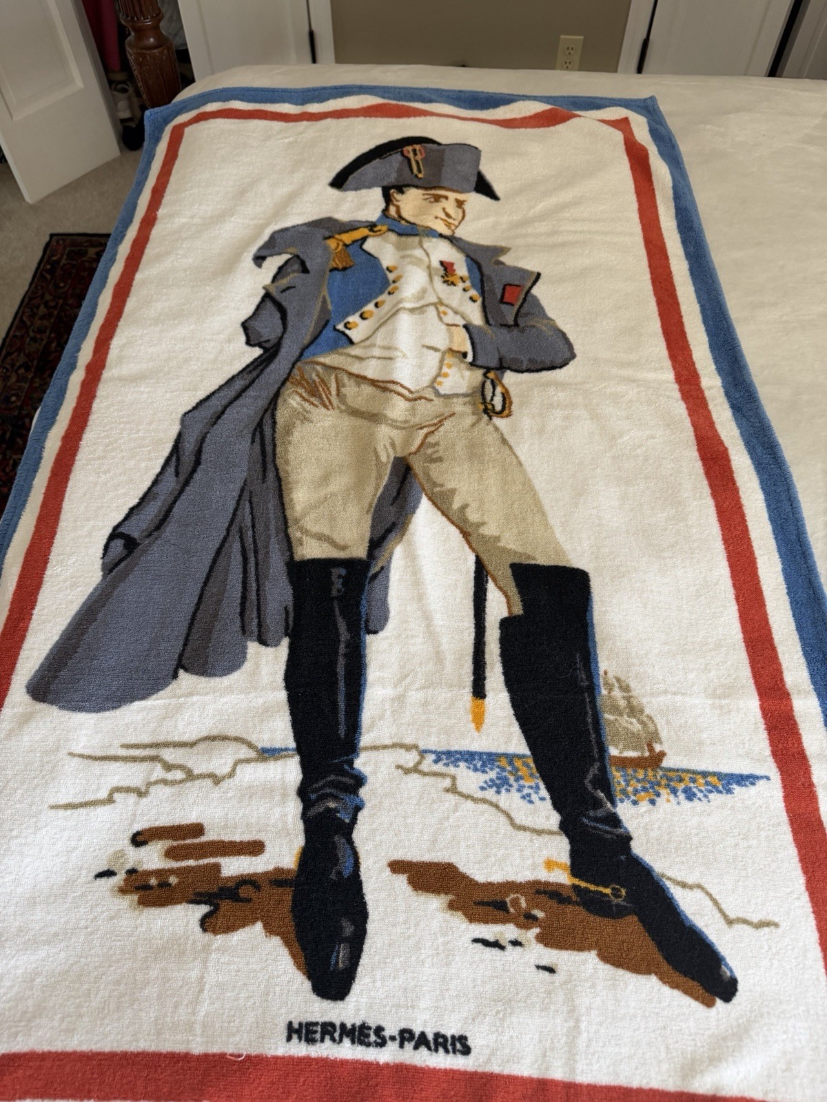Hermès Paris Napoleon Bonaparte Pictorial Cotton Jacquard Beach Towel 35x71