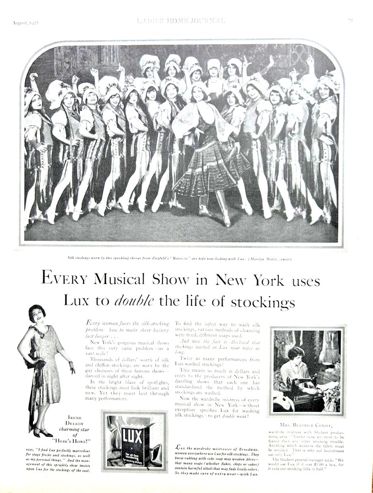 Lux Soap Ad 1928, Marilyn Miller, Ziegfeld\'s \