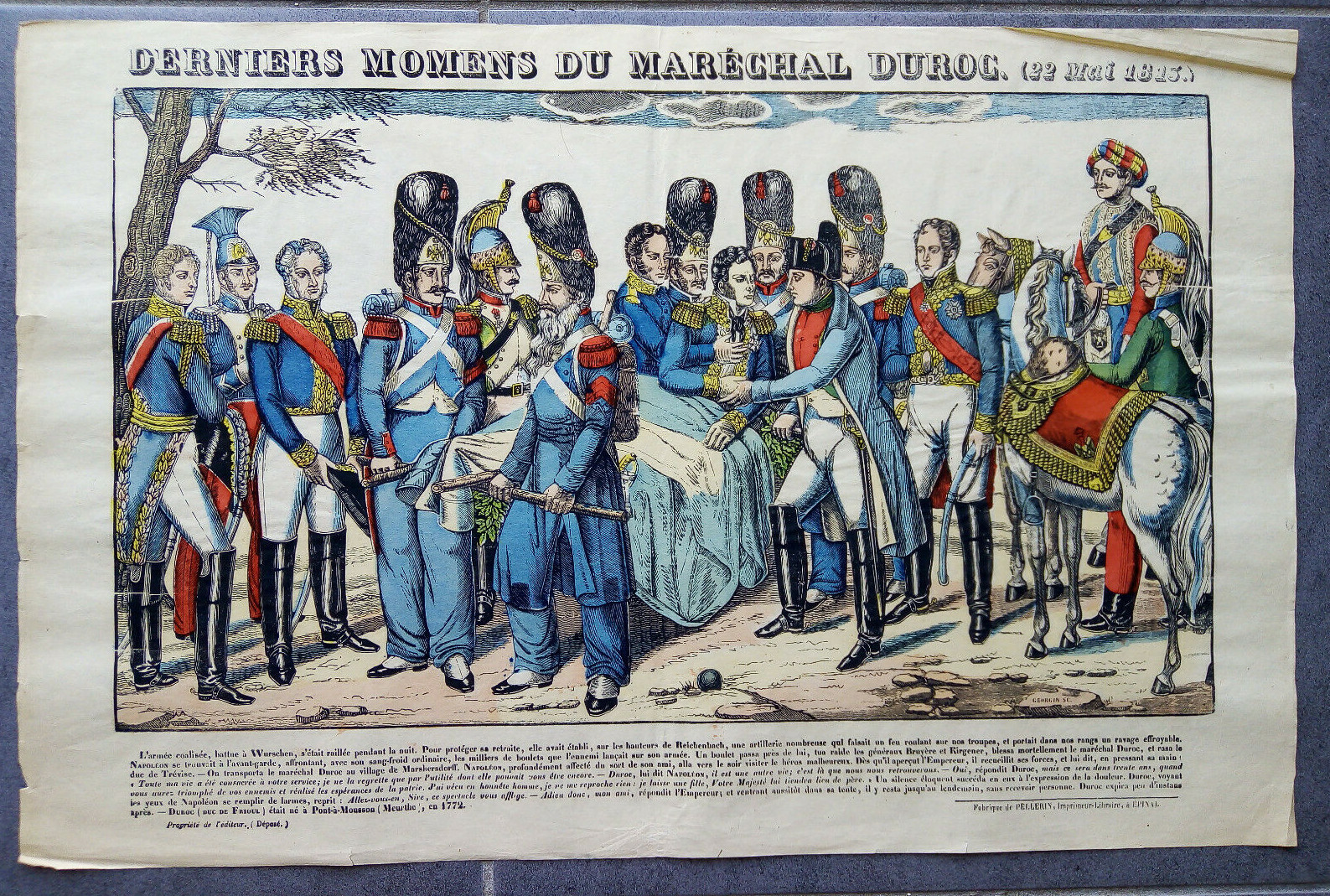 Napoleon Marechal Duroc 1813 Pellerin Imagery Large Lithograph Vintage Poster