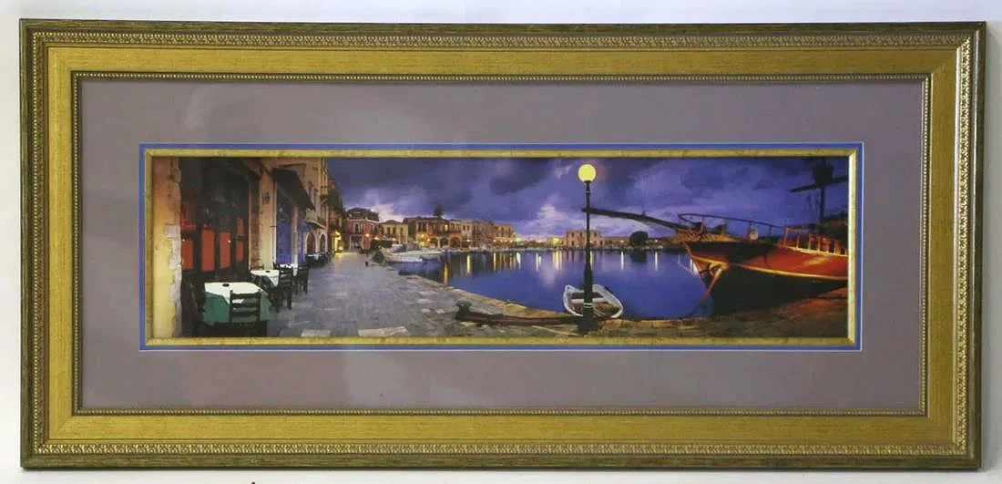 LARGE GILT FRAMED HARBOR PHOTO