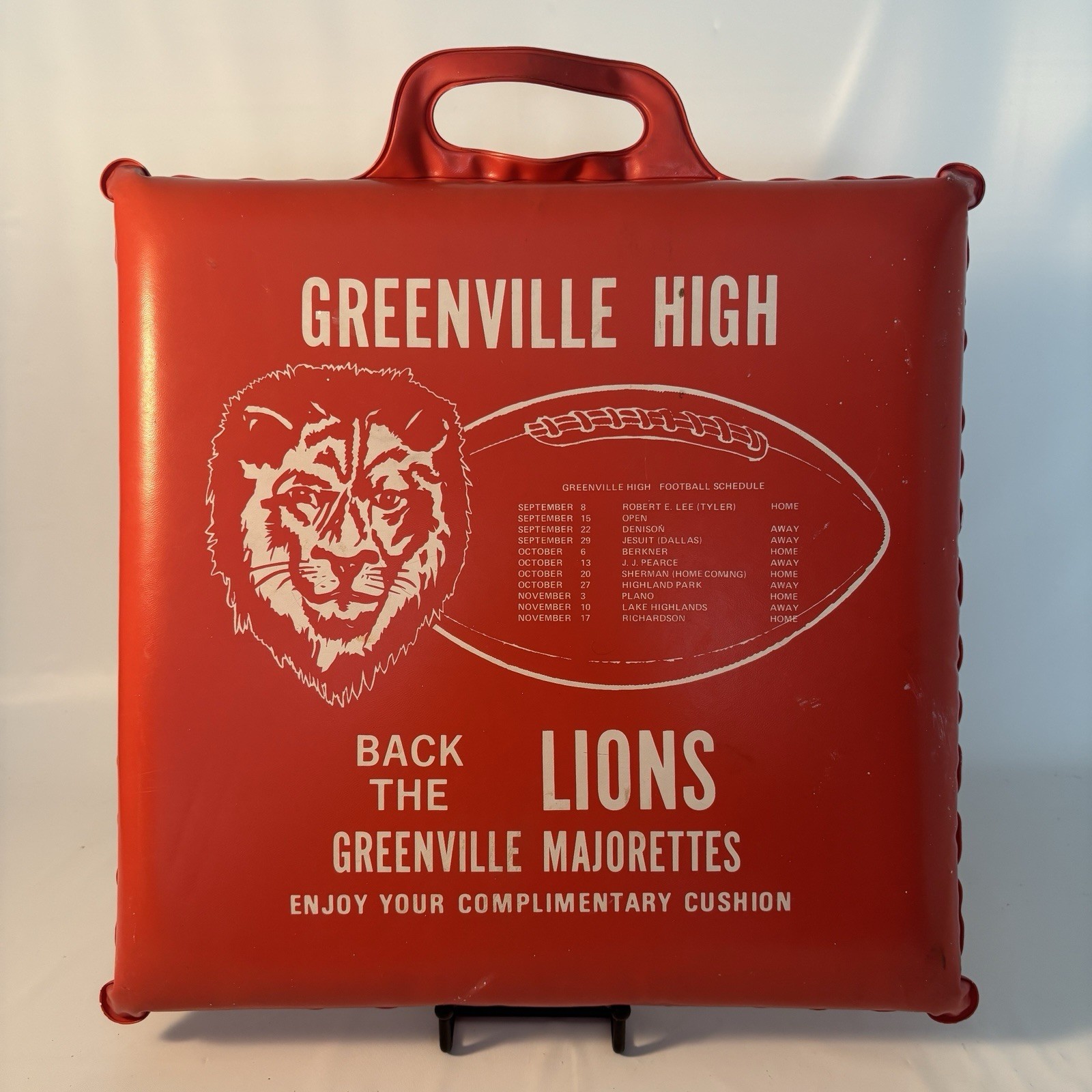 Vintage 1978 Greenville High School Lions Football Stadium Cushion Texas Rare