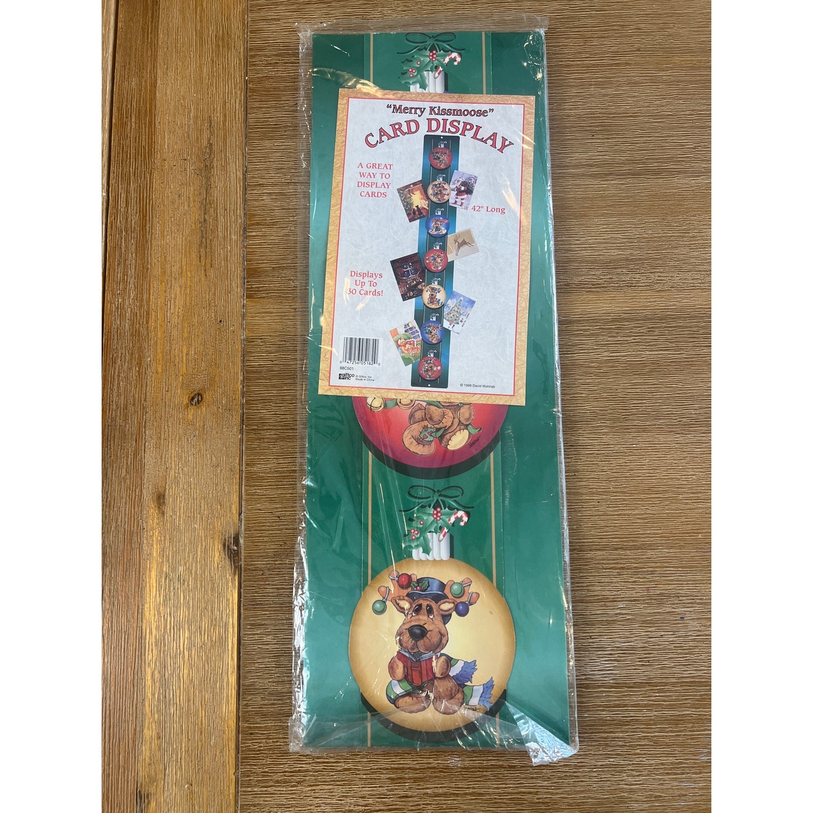 Vintage 1998 Merry Kissmoose Christmas Card Display David Wohlrab NOS 42” Moose