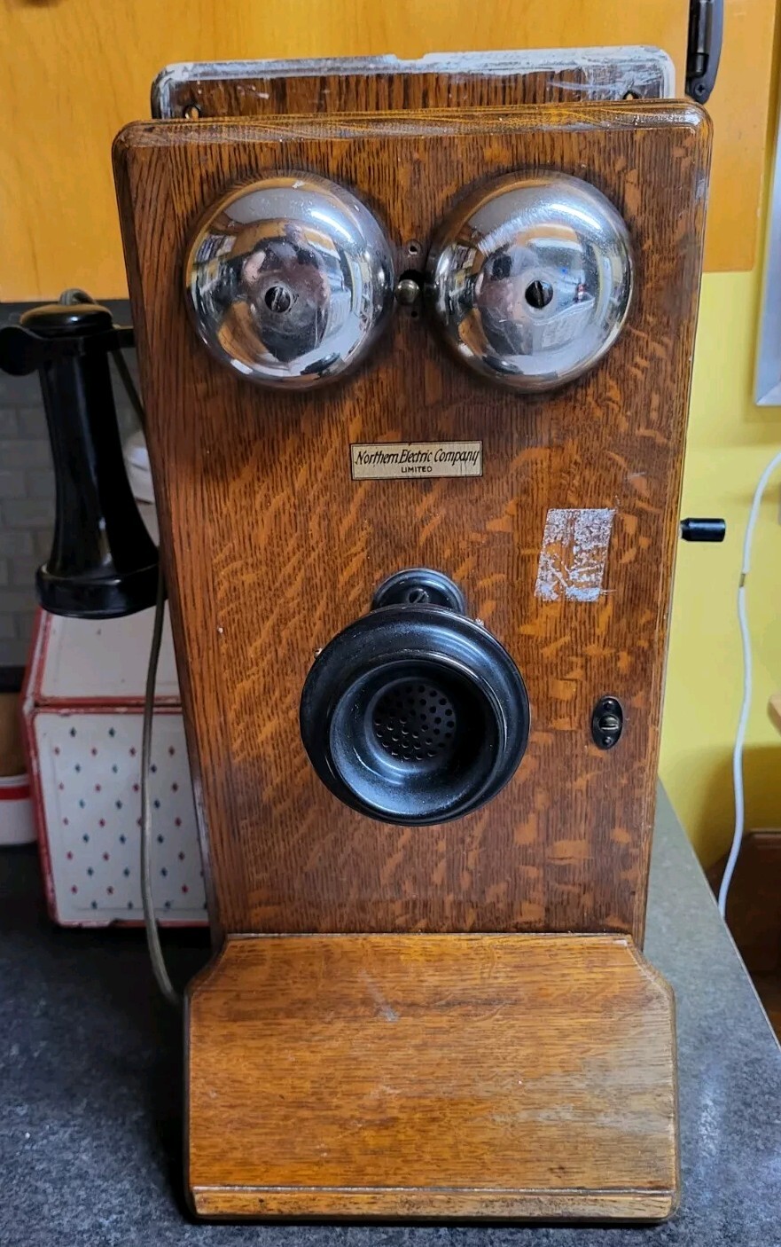 1914 Antique Northern Electric N1317-CG Oak Crank Wall Telephone BEAUTIFUL COND