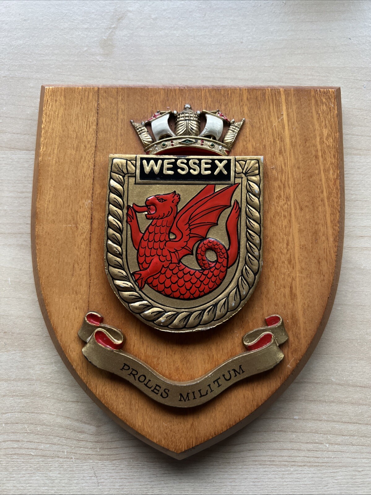 Vb71- Vintage British Royal Navy HMS WESSEX Wall Plaque