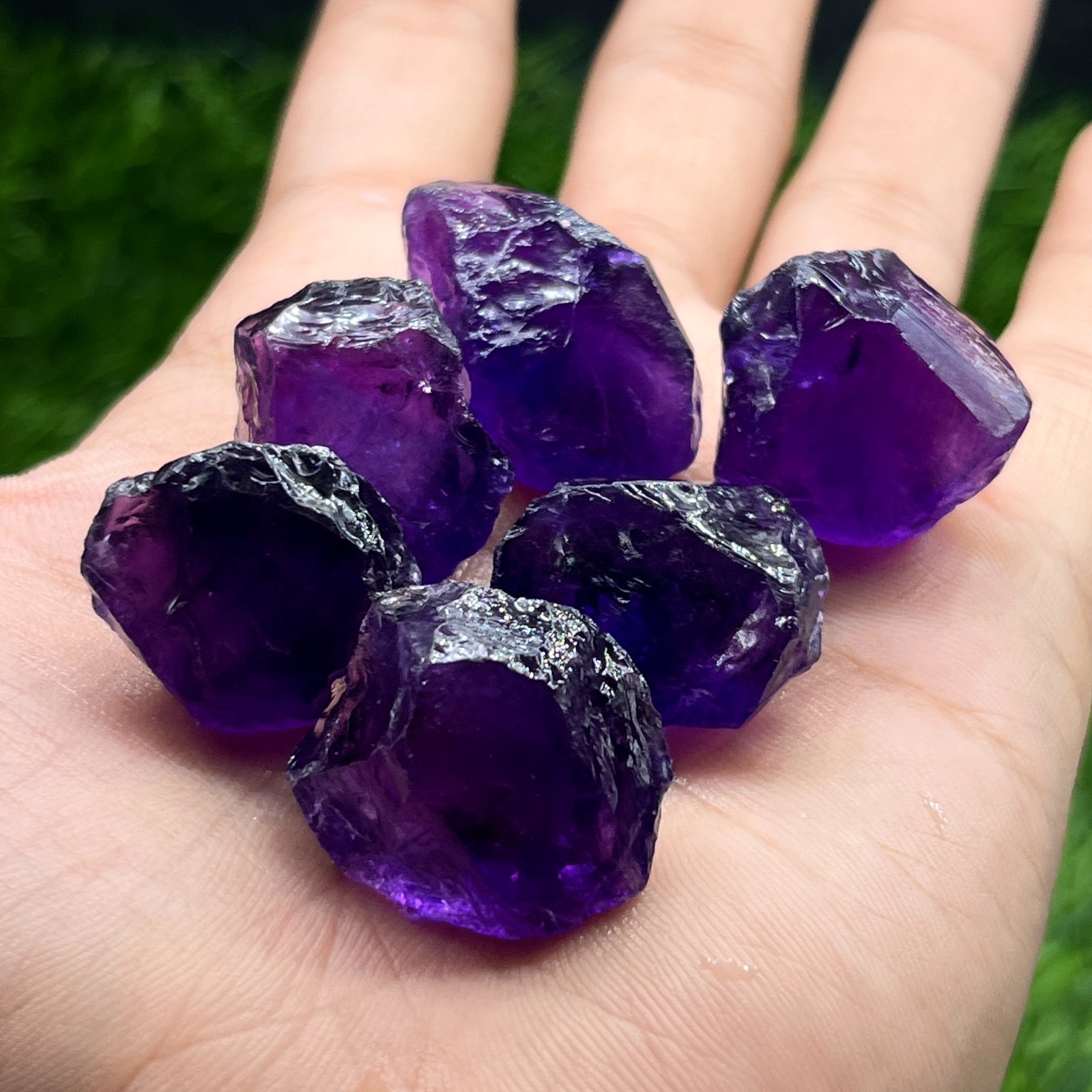 257 Ct Natural Amethyst Rough Lot – 6 Pieces Deep Purple Raw Quartz Crystals