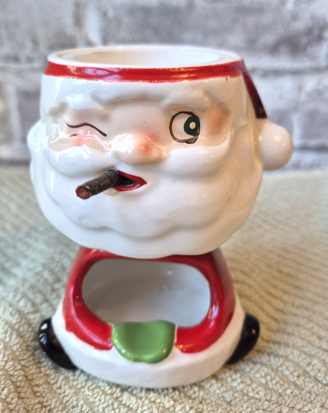 RARE Holt Howard Santa Claus Two Tier Ashtray Cigarette Holder 1959 Christmas