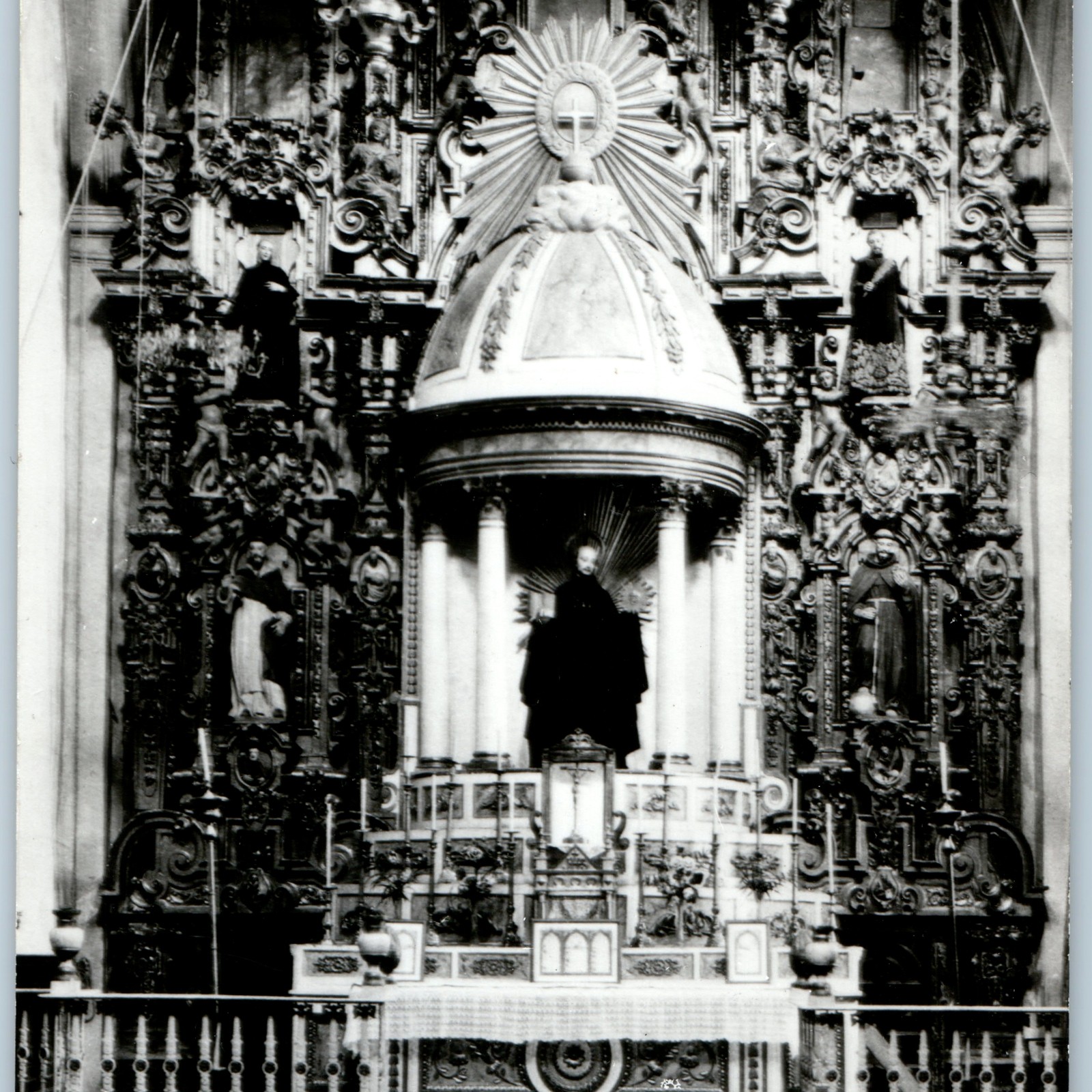 c1940s Mexico City Colegio Vizcainas Baroque Altar RPPC Postcard Dominguez Photo