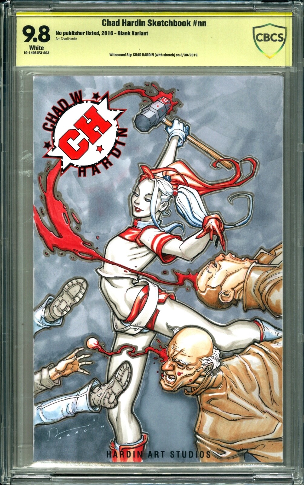 HARLEY QUINN SKETCH COVER ORIGINAL ART CHAD HARDIN CBCS 9.8 COLOR GRADED