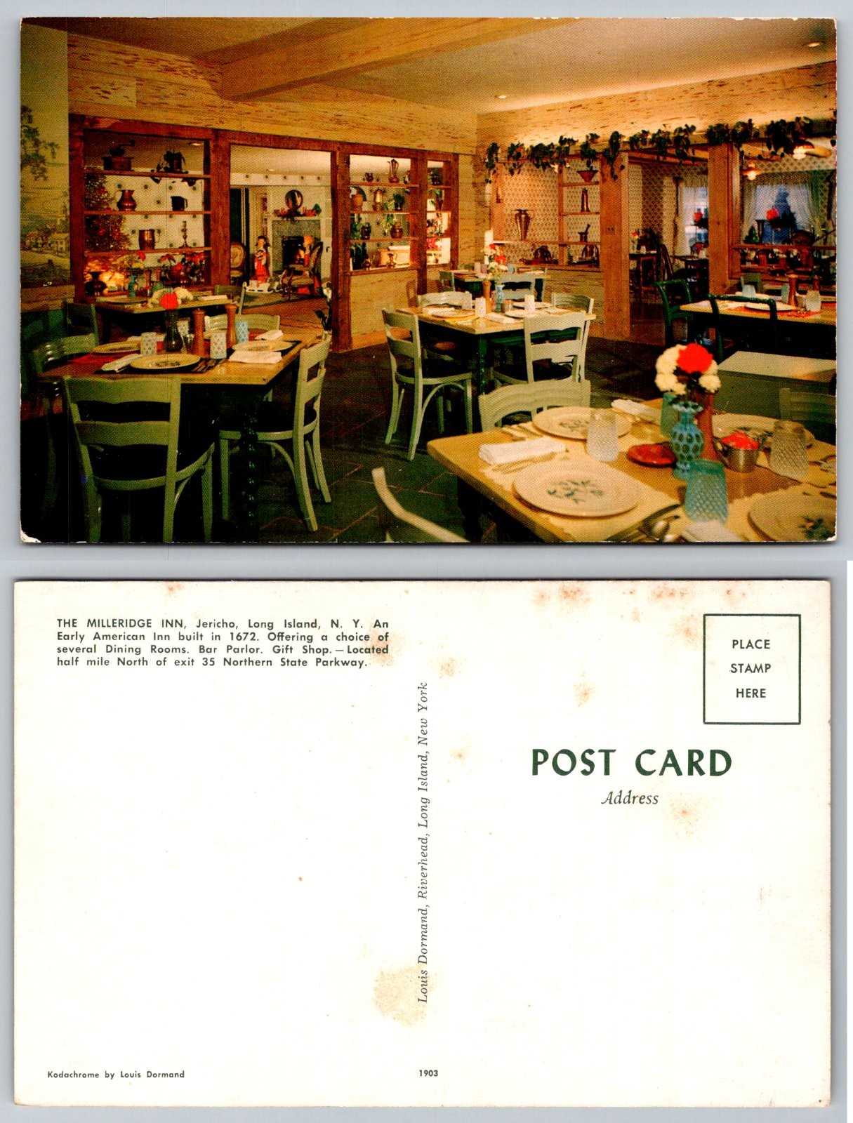 Milleridge Inn Jericho New York Dining Room Bar Gift Shop Louis Dormand Postcard