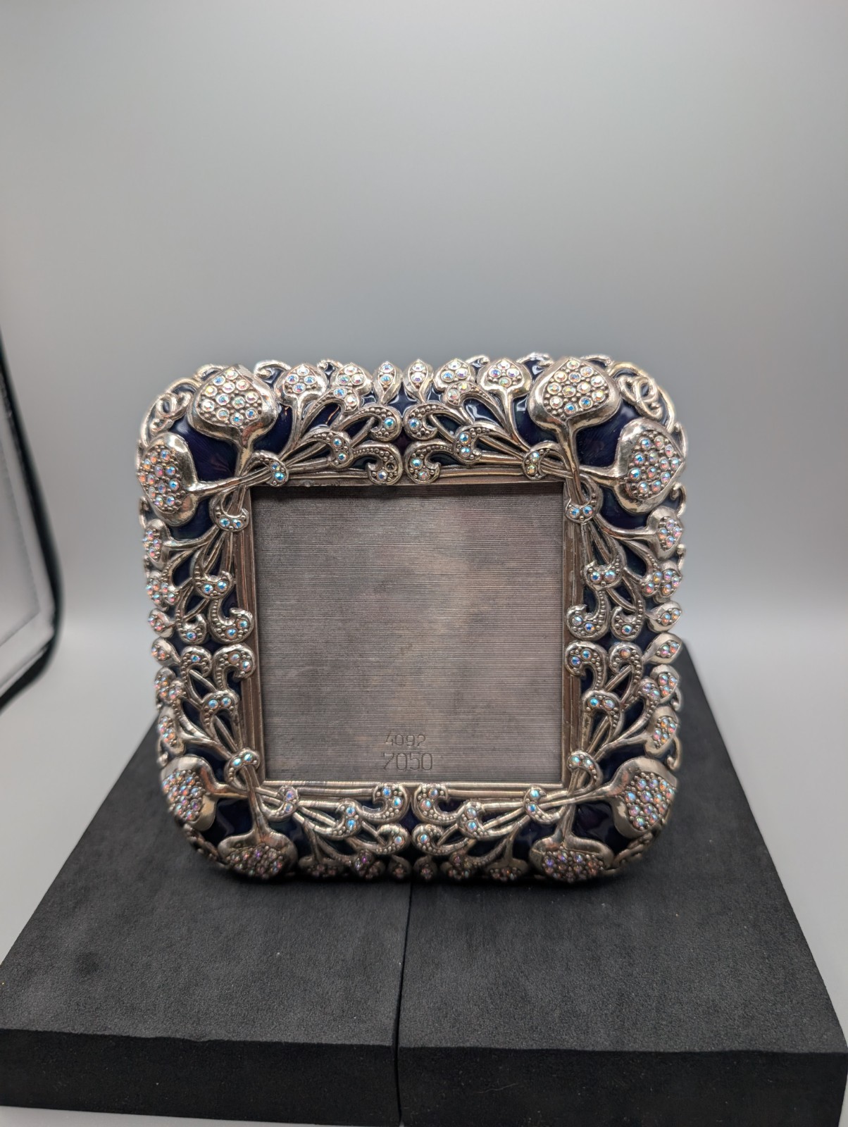 Vintage Edgar Berebi Limited Edition Jeweled Picture Frame Enamel AB Crystals
