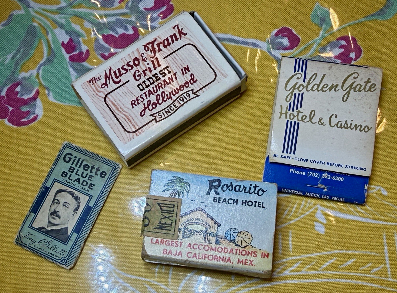 Vintage Matchbooks Lot Golden Gate Hotel Casino Musso & Frank Rosarito Gillette