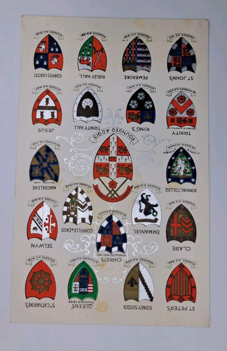 c1940's Postcard UK England Colleges Universities Coat of Arms unp