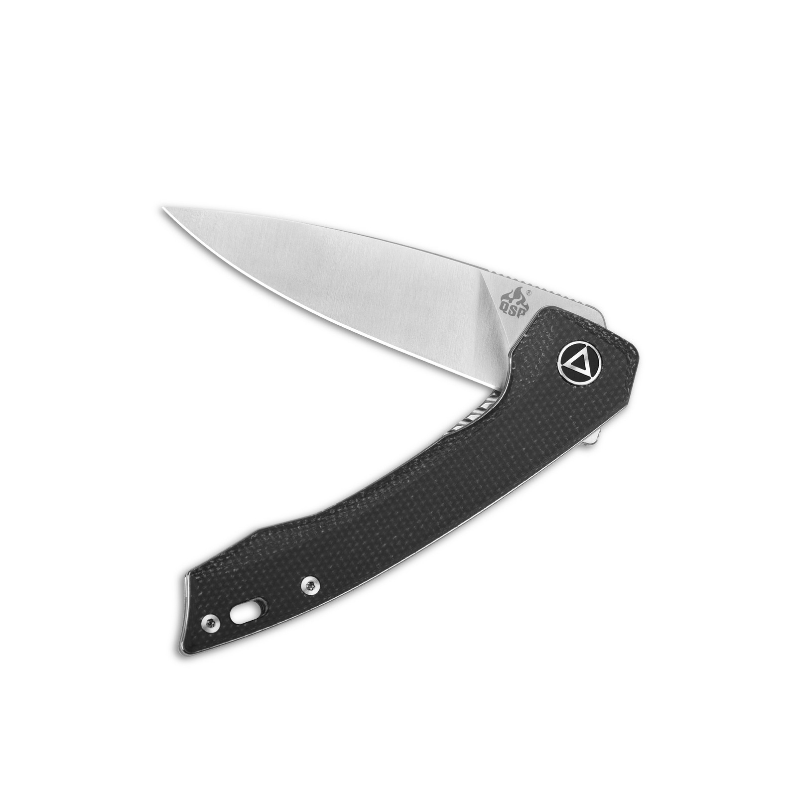 QSP Knives Leopard Liner Lock 135-B Knife Sandvik & Black Micarta