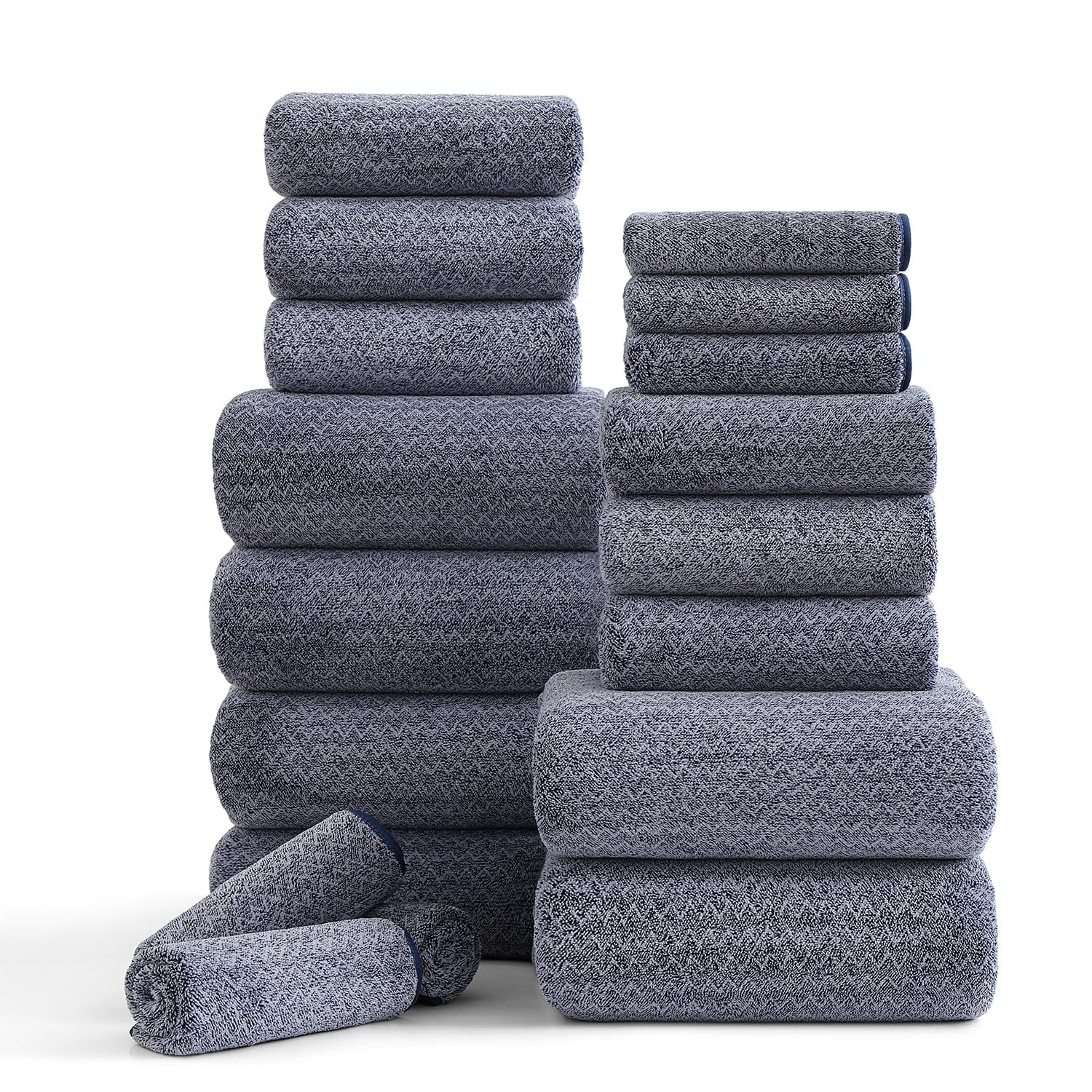 Ycosy 18 Piece Bath Towels Set100 Microfiber Family Bathroom Towel Hanging