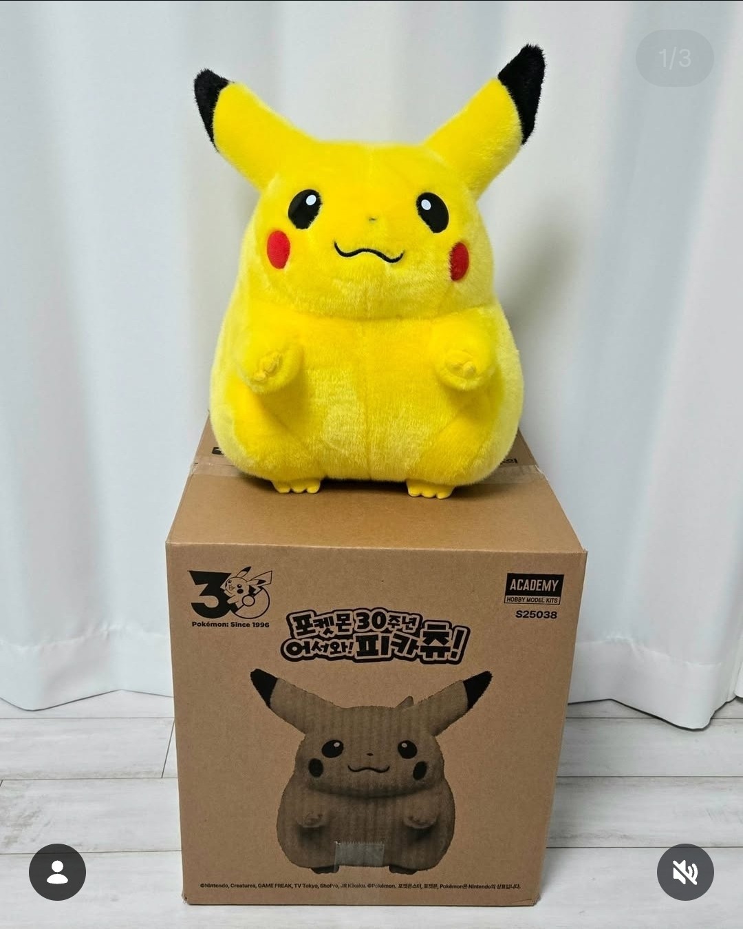 Pokemon 30th Anniversary Fat Pikachu Plush 1:1 40cm Box Korea Exclusive