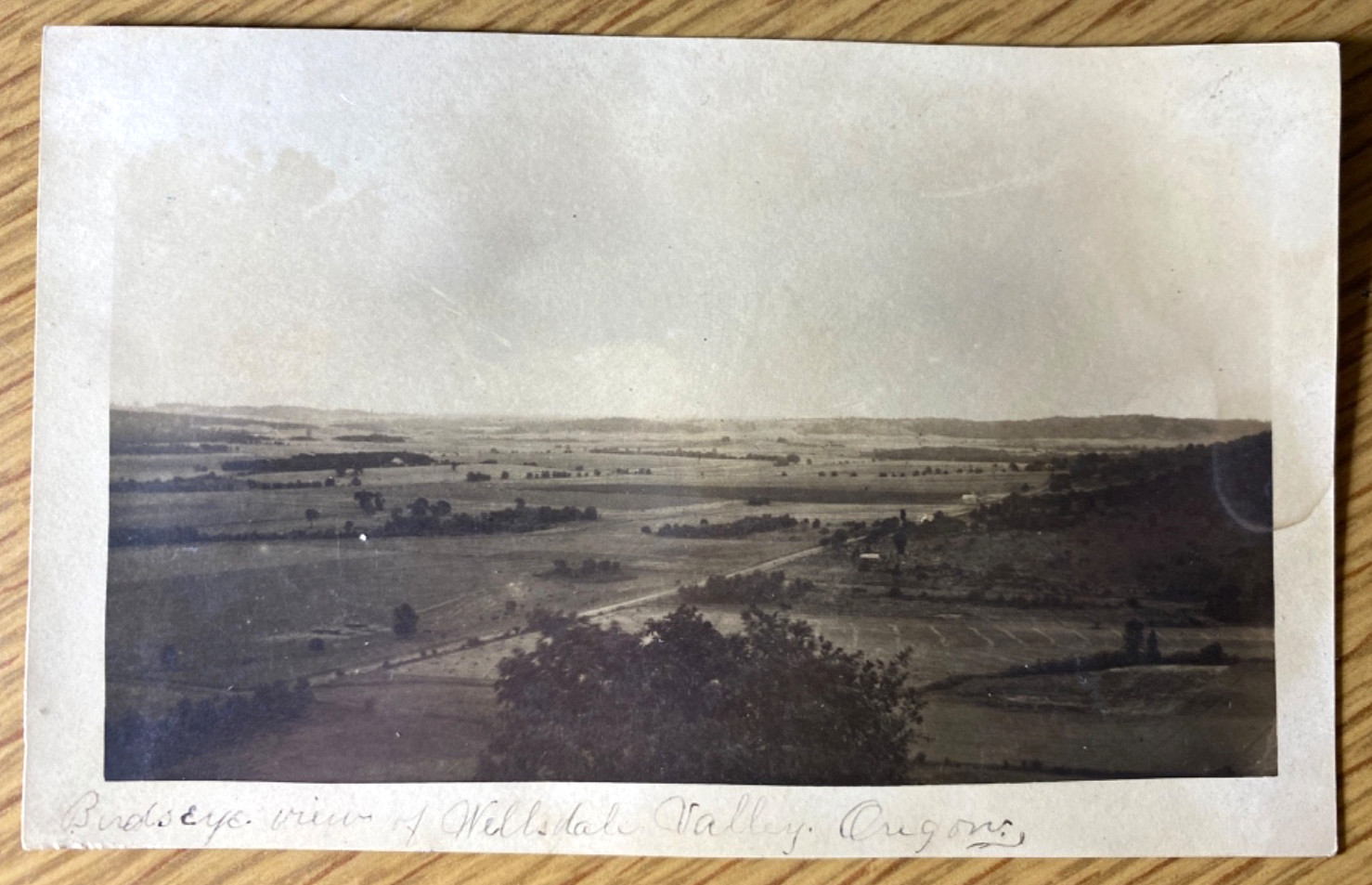 1910 RPPC: WELLSDALE VALLEY AERIAL VIEW / ORENCO, OREGON old real photo postcard
