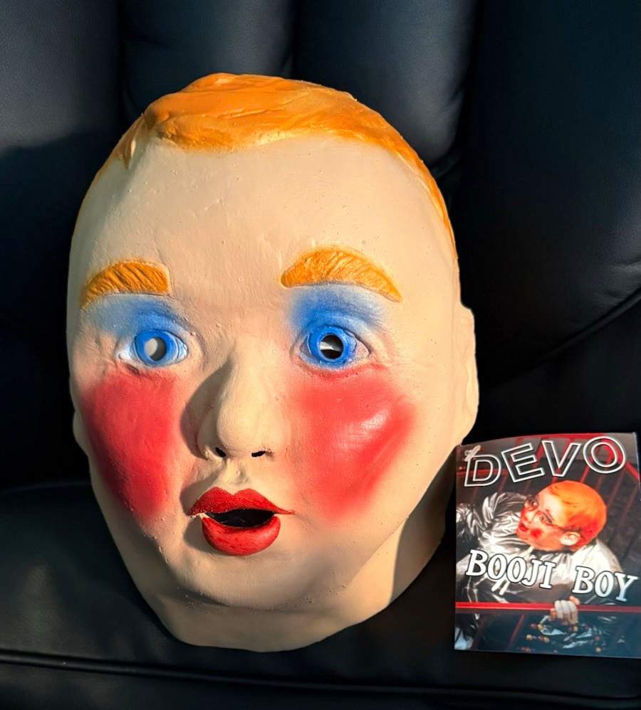 Official DEVO Booji Boy Mask - SikRik Studio Hand-Poured Latex - ClubDEVO Card