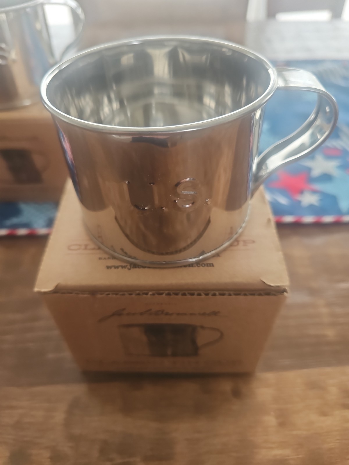 Jacob Bromwell Classic Tin Cup with U.S. Stamp New With Tag Handmade Replica