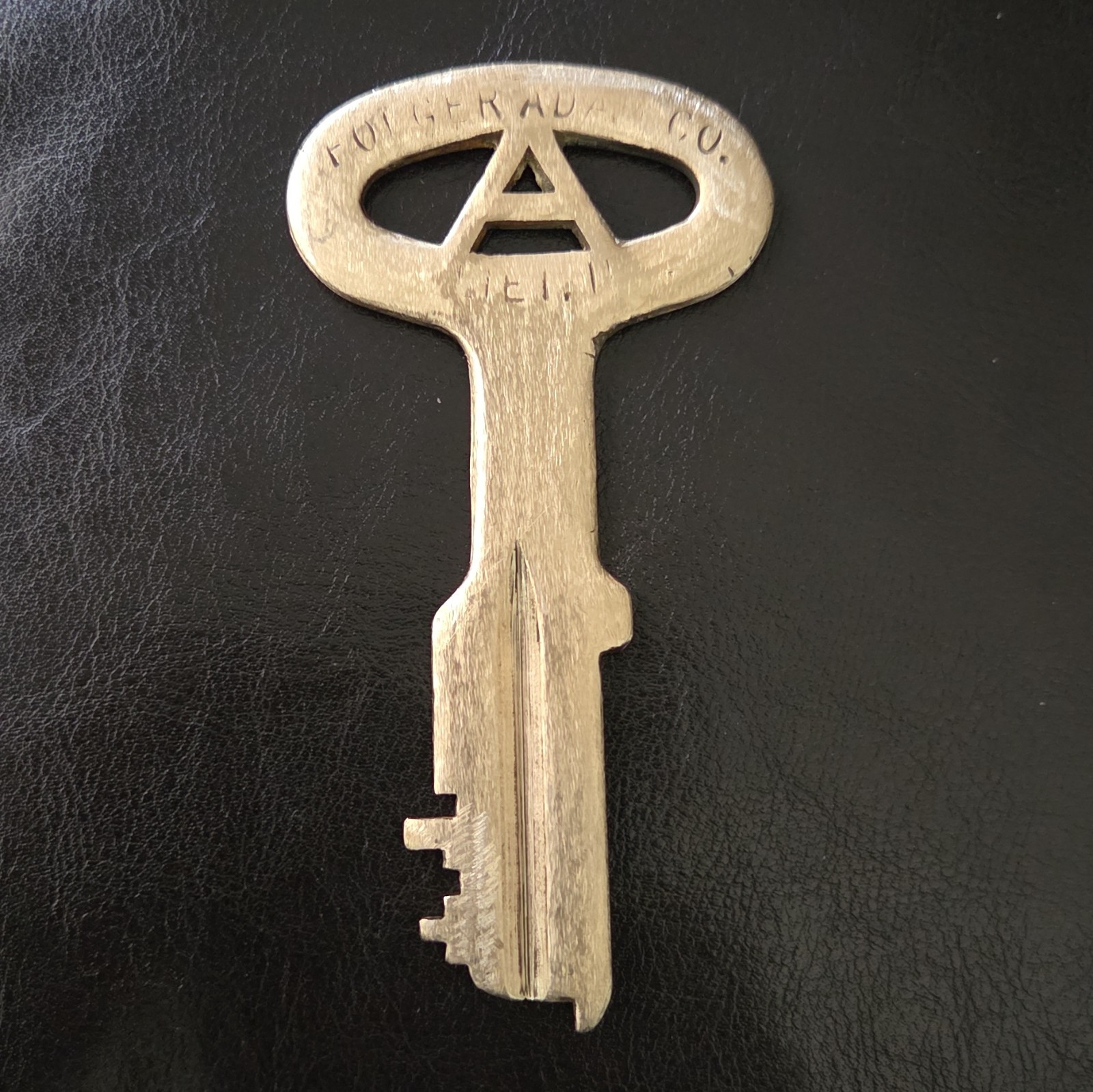 Folger Adam Co. Joliet IL Old, Large, Worn, Brass Key